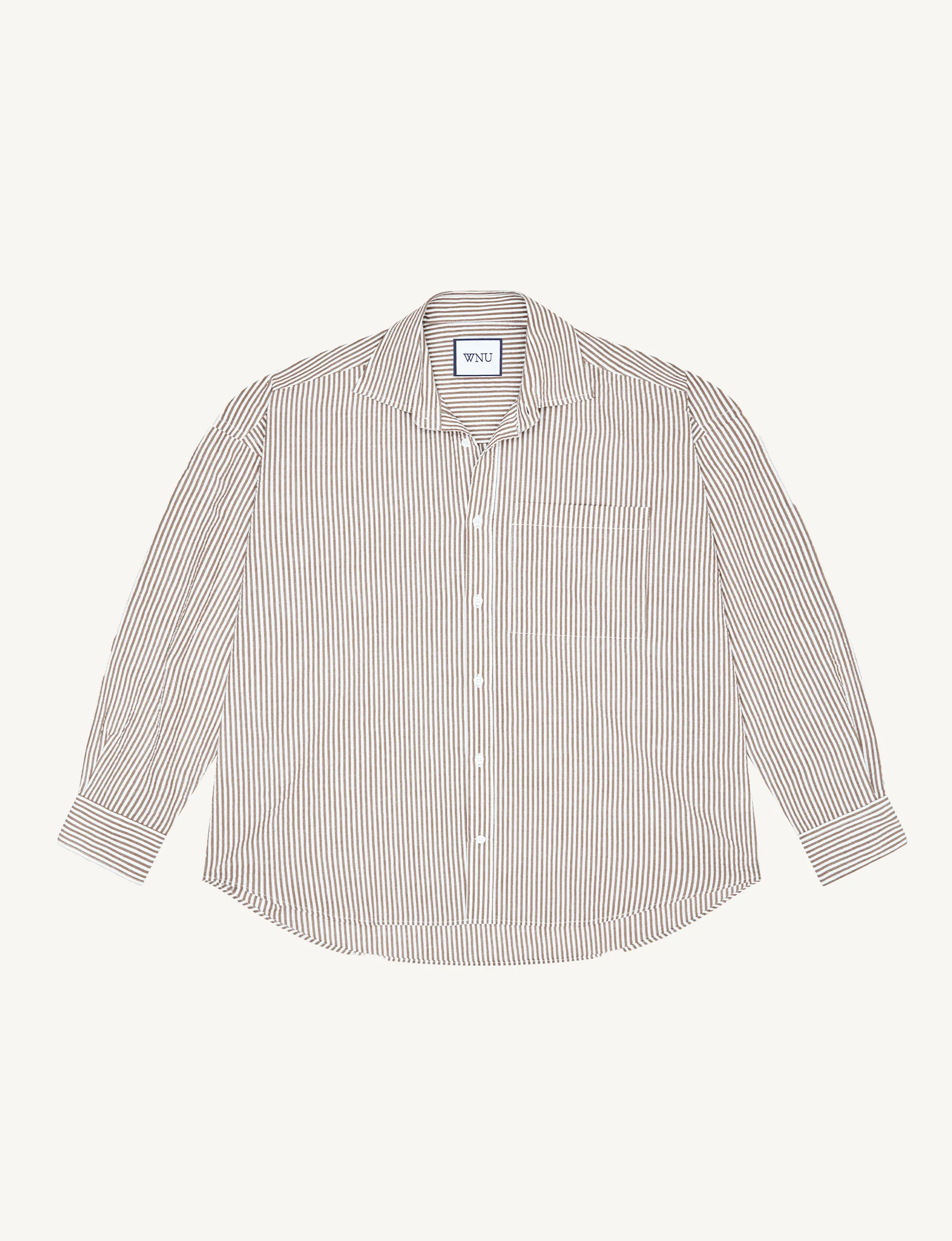 The Weekend: Seersucker Shirt & Boxer Set, Mocha Stripe sold by With Nothing Underneath product image thumbnail 3