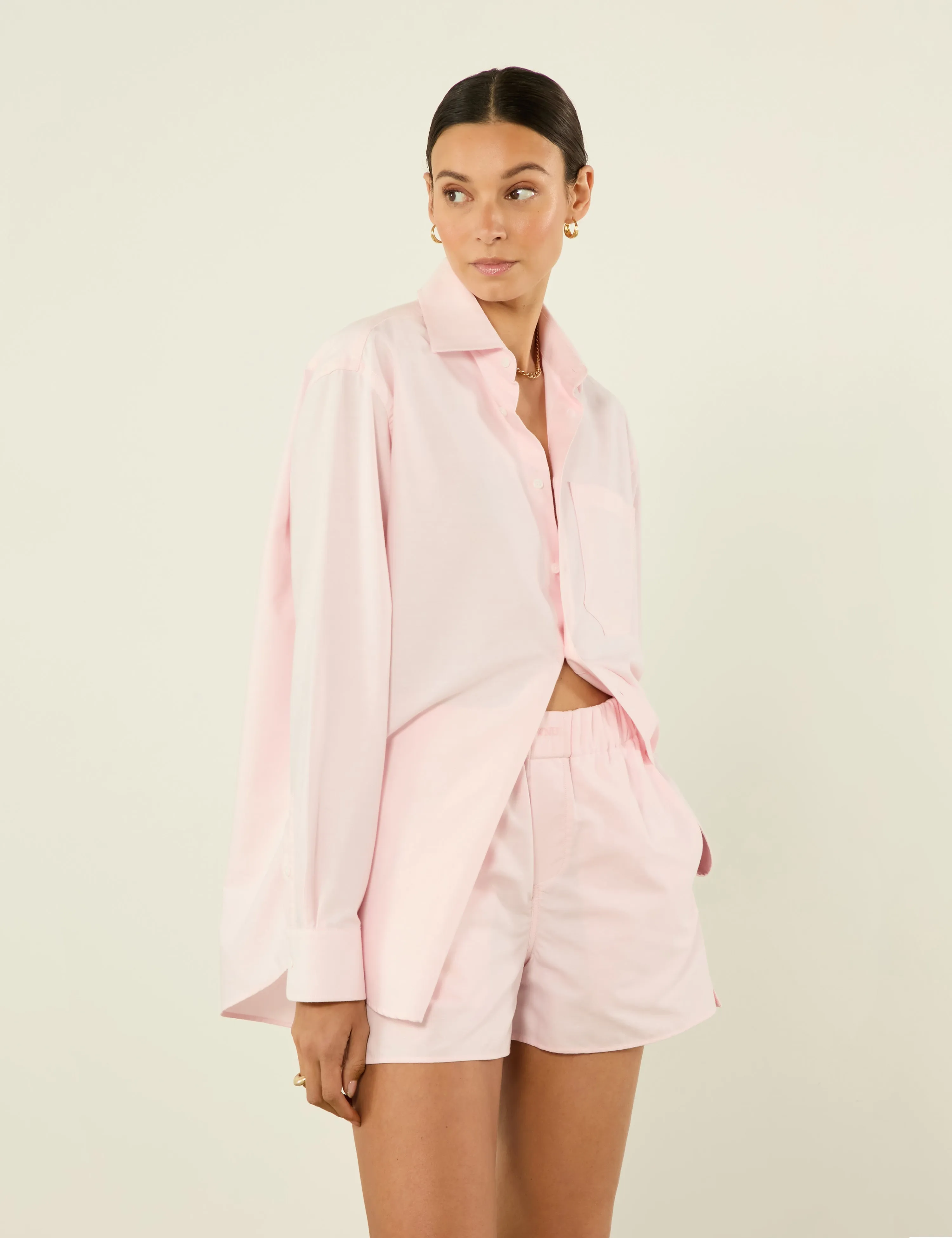 The Classic: Oxford Shirt & Boxer Set, Rose Pink sold by With Nothing Underneath
