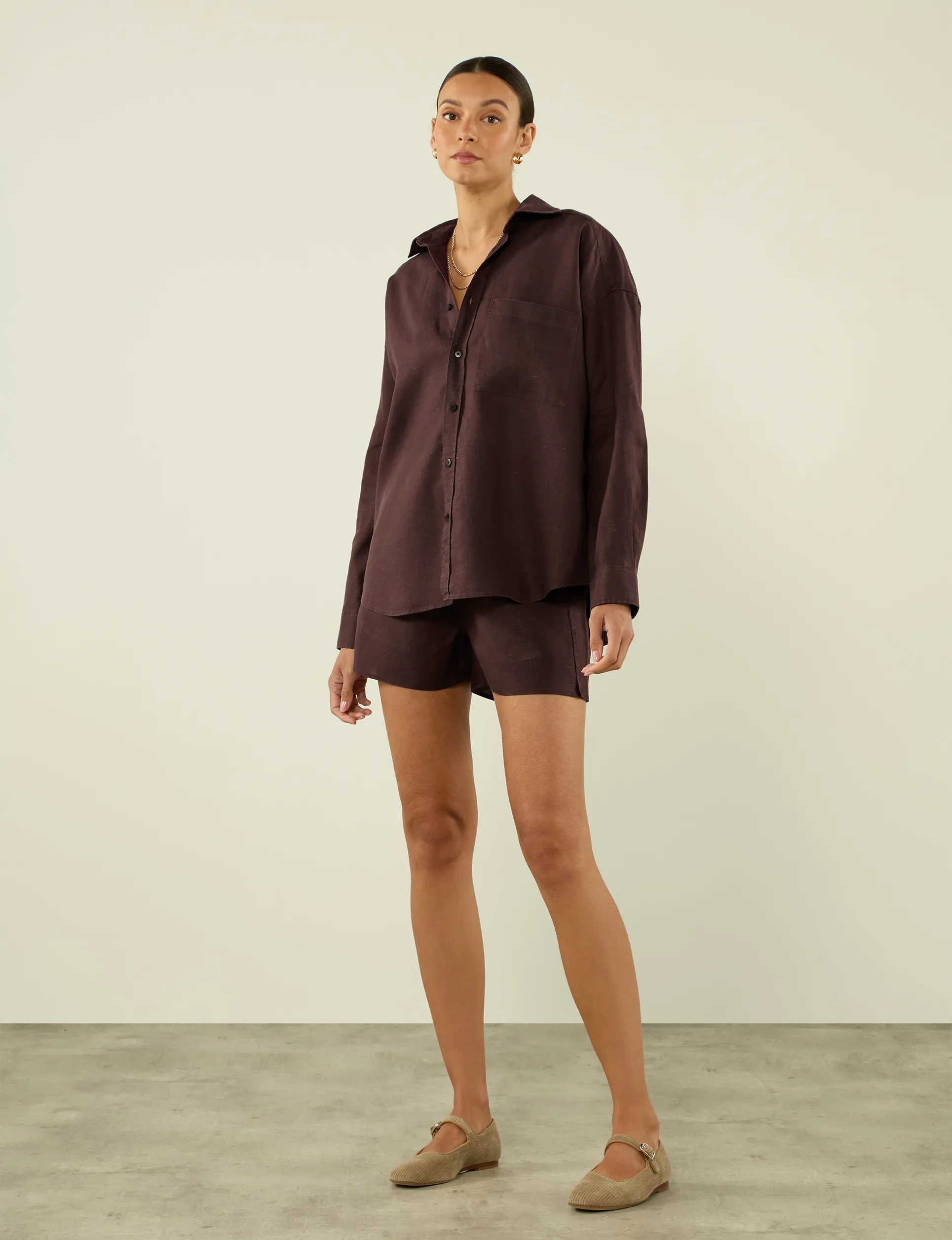 The Weekend: Hemp Shirt & Boxer Set, Chocolate sold by With Nothing Underneath product image thumbnail 2