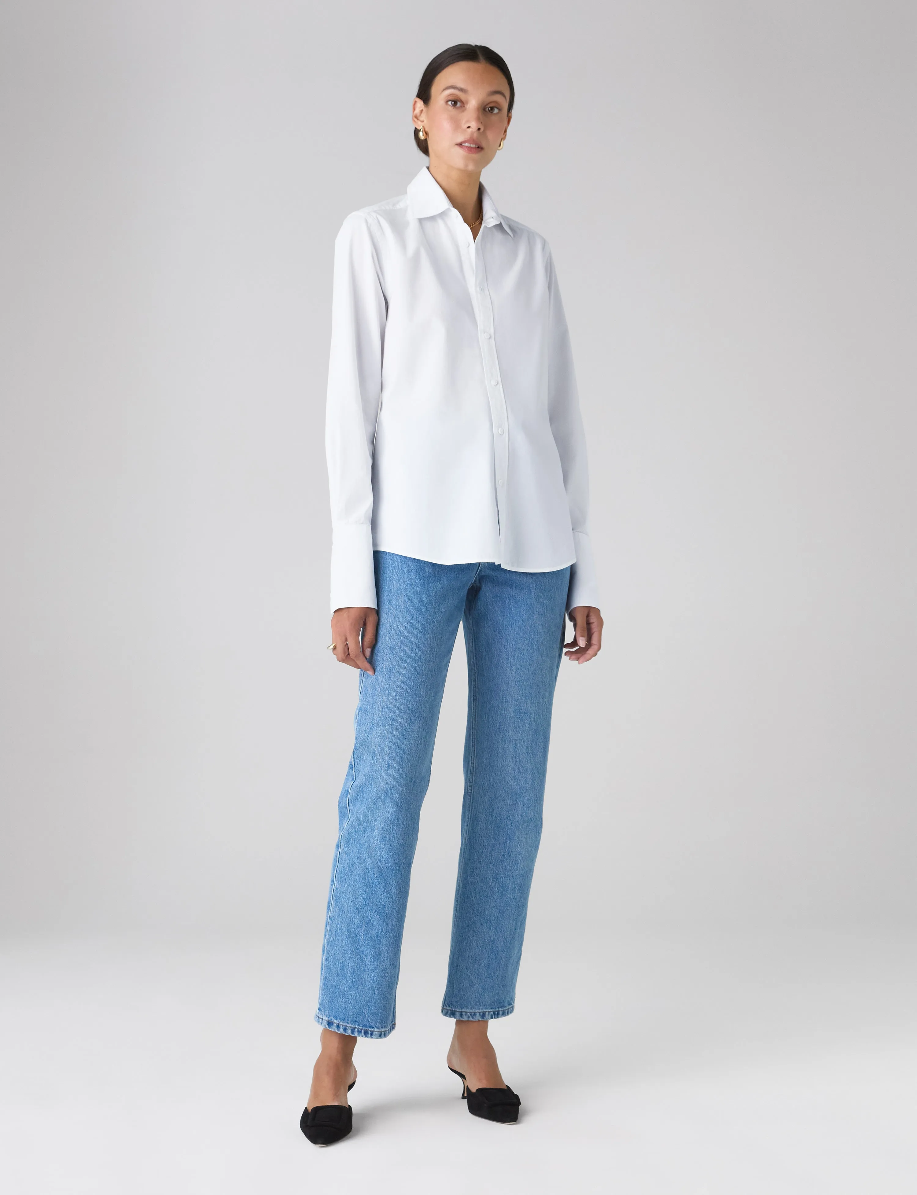 The Boyfriend Exaggerated Cuff: Fine Poplin, White sold by With Nothing Underneath product image thumbnail 3