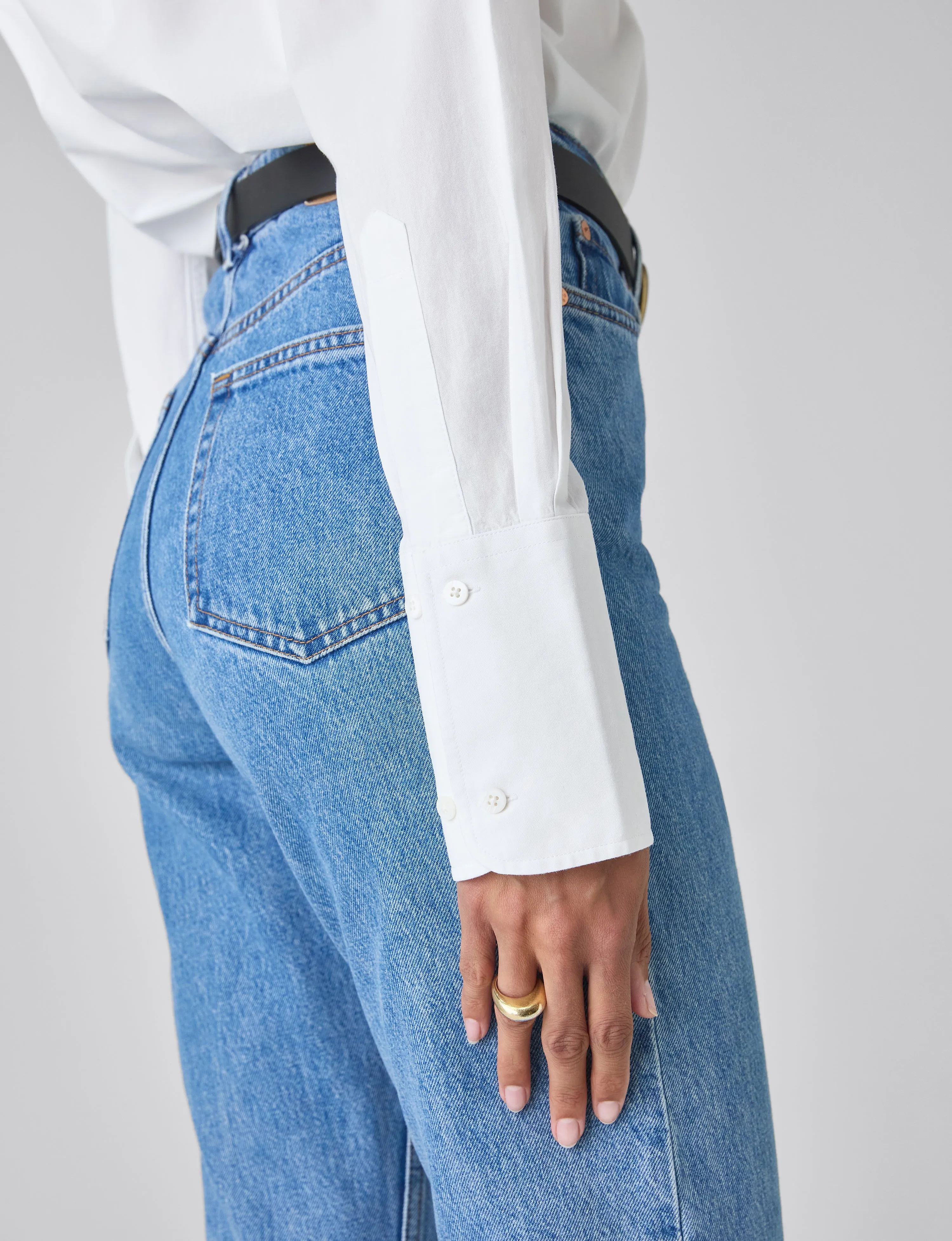The Boyfriend Exaggerated Cuff: Fine Poplin, White sold by With Nothing Underneath product image thumbnail 4
