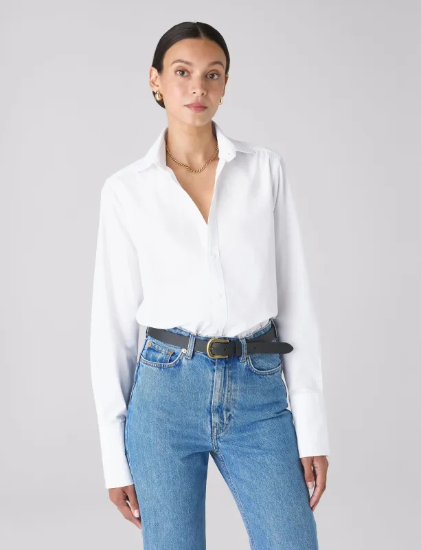 The Boyfriend Exaggerated Cuff: Fine Poplin, White sold by With Nothing Underneath