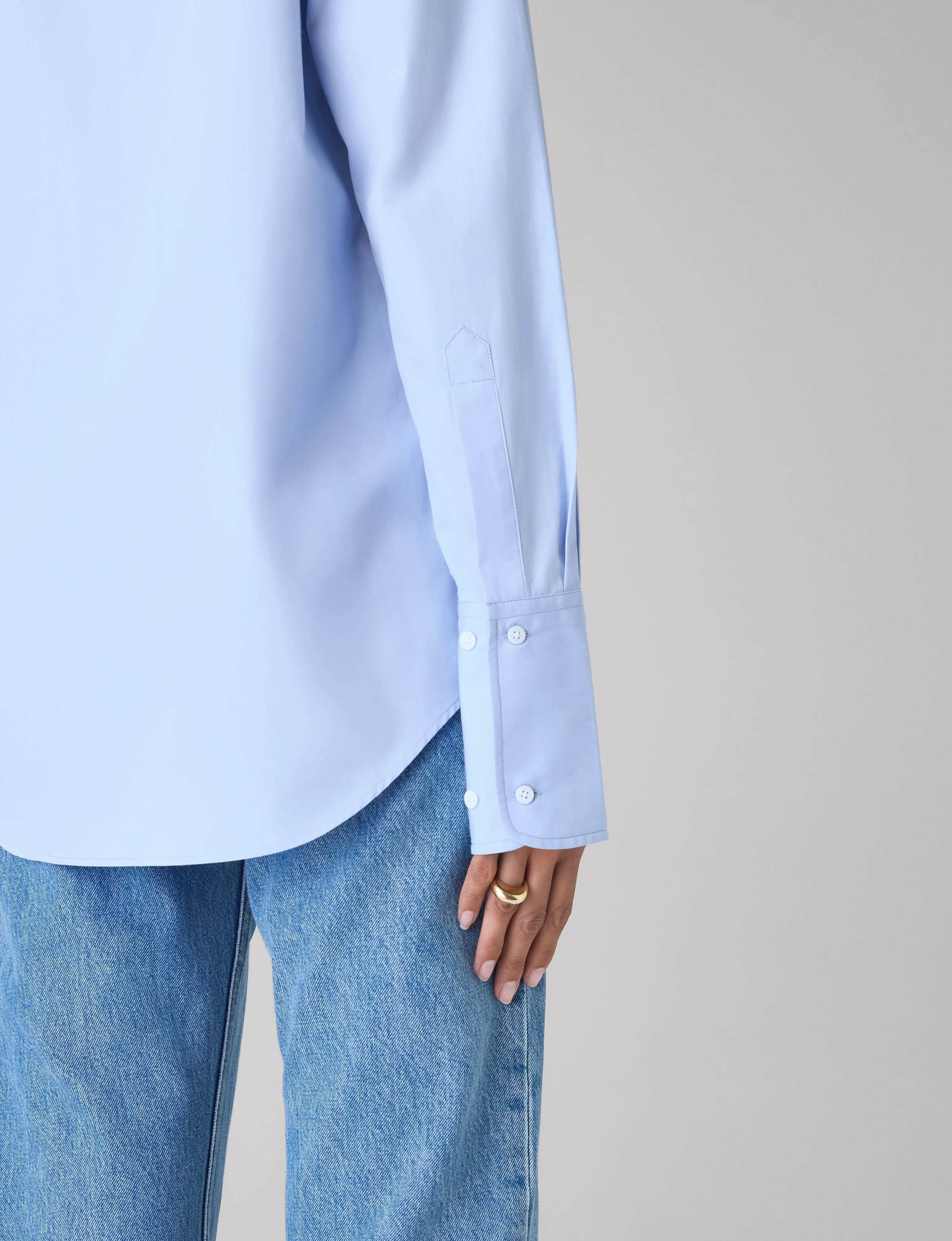 The Boyfriend Exaggerated Cuff: Fine Poplin, Sky Blue sold by With Nothing Underneath product image thumbnail 5