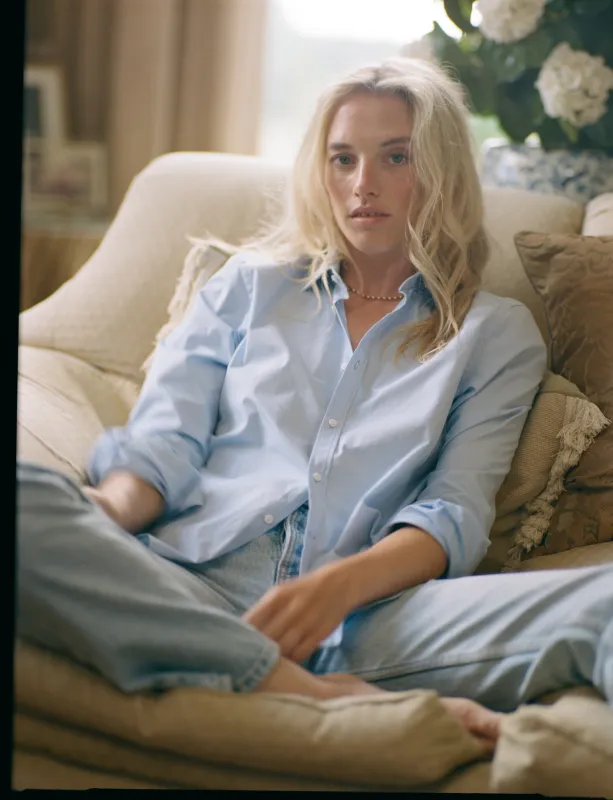 The Boyfriend: Fine Poplin, Sky Blue sold by With Nothing Underneath