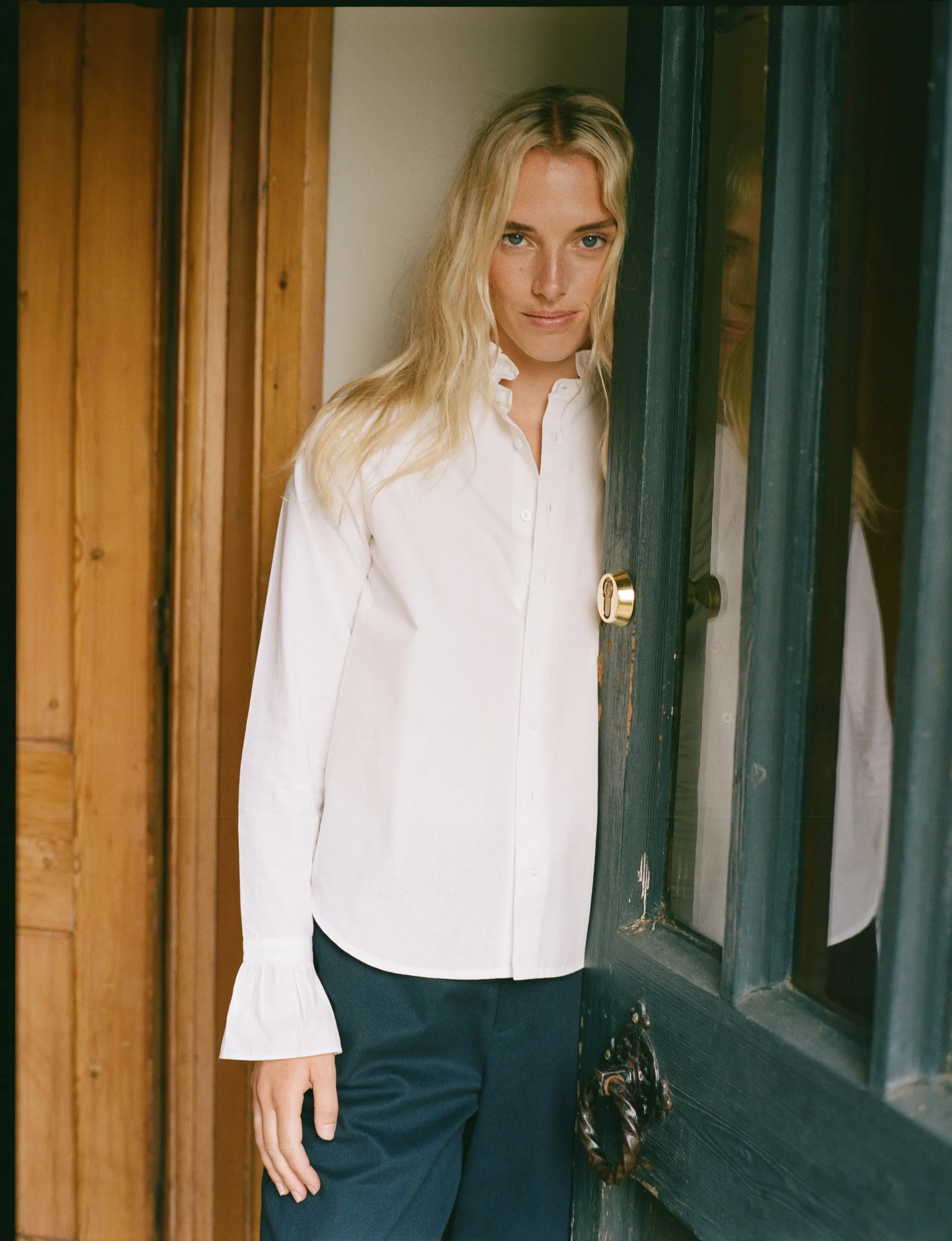 Kew Blouse: Fine Poplin, White sold by With Nothing Underneath