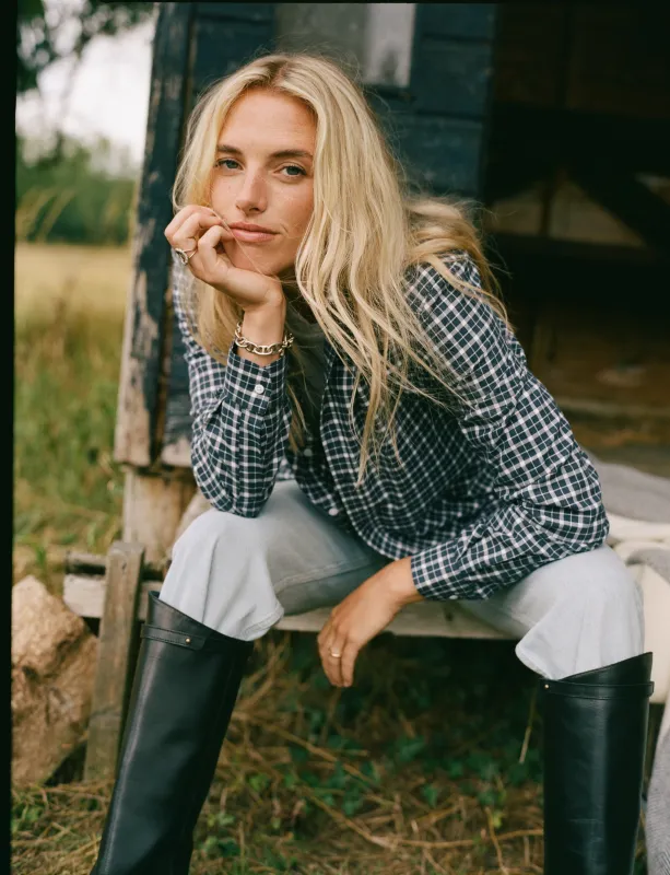 The Classic: Fine Brushed, Navy Blue Check made by With Nothing Underneath