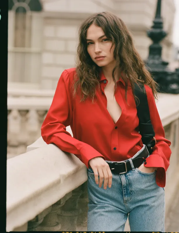 The Boyfriend: TENCEL™ Lyocell, Red sold by With Nothing Underneath