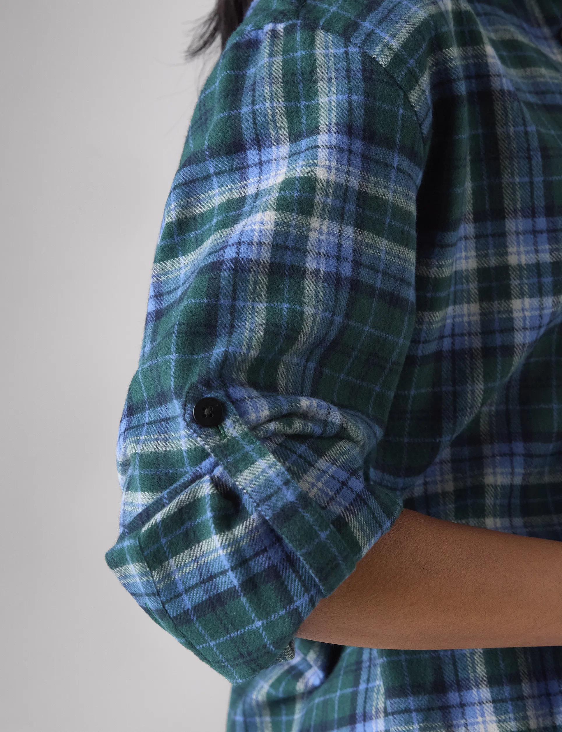 The Oversized: Thick Brushed, Blue and Green Check sold by With Nothing Underneath product image thumbnail 5