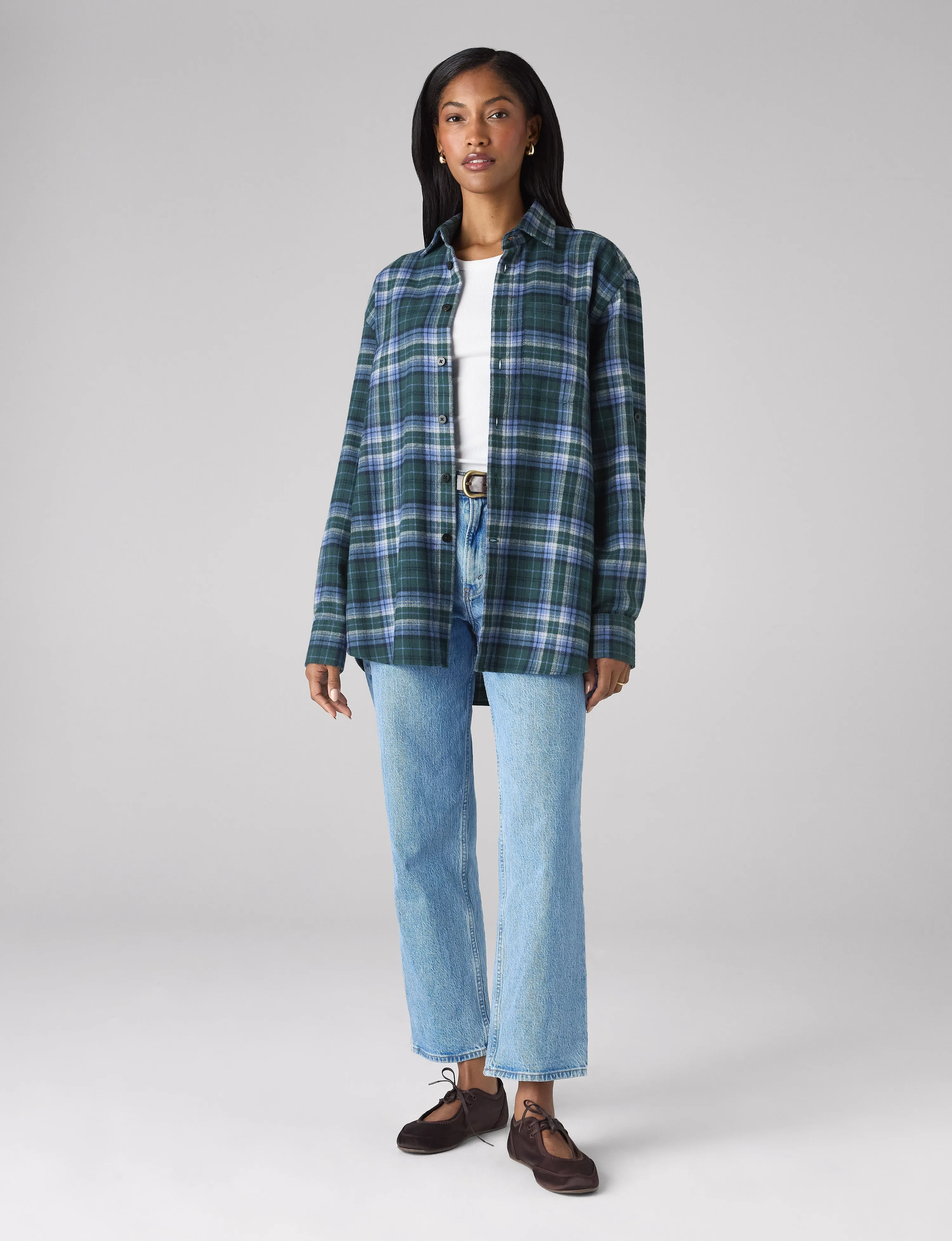 The Oversized: Thick Brushed, Blue and Green Check sold by With Nothing Underneath product image thumbnail 4