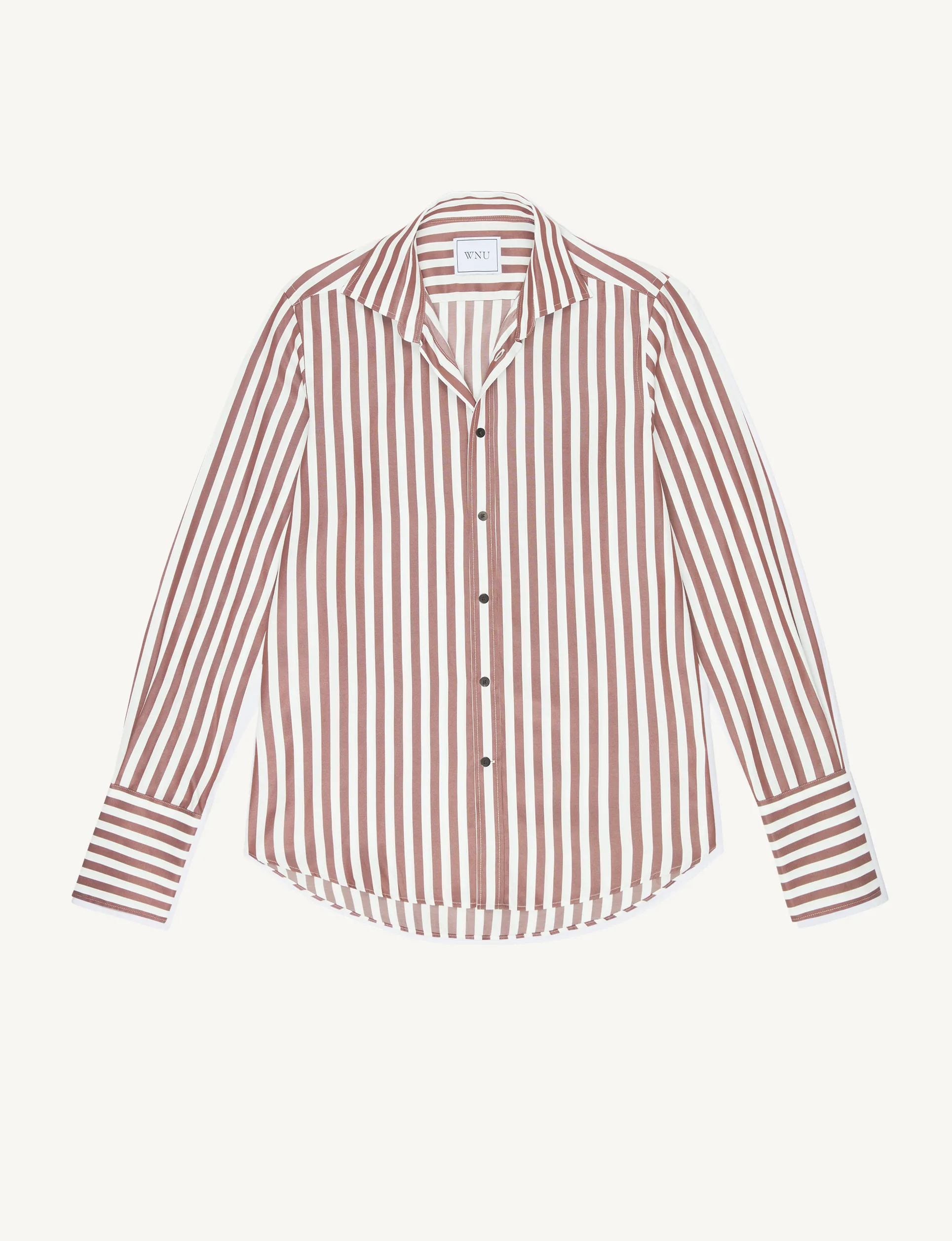 The Boyfriend Exaggerated Cuff: TENCEL™ Lyocell, Chocolate Stripe sold by With Nothing Underneath product image thumbnail 2