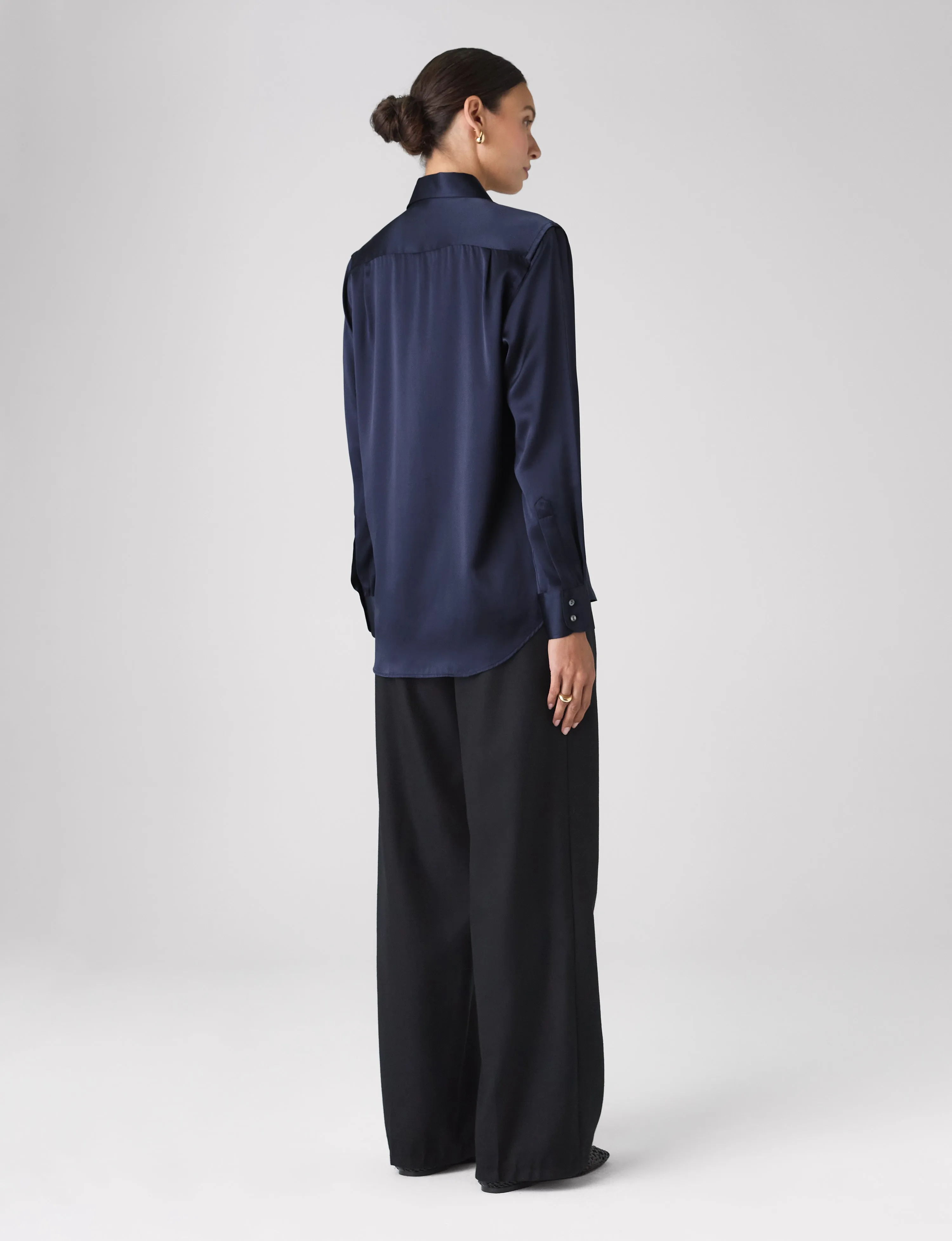 The Boyfriend: Silk Satin, Navy sold by With Nothing Underneath product image thumbnail 5