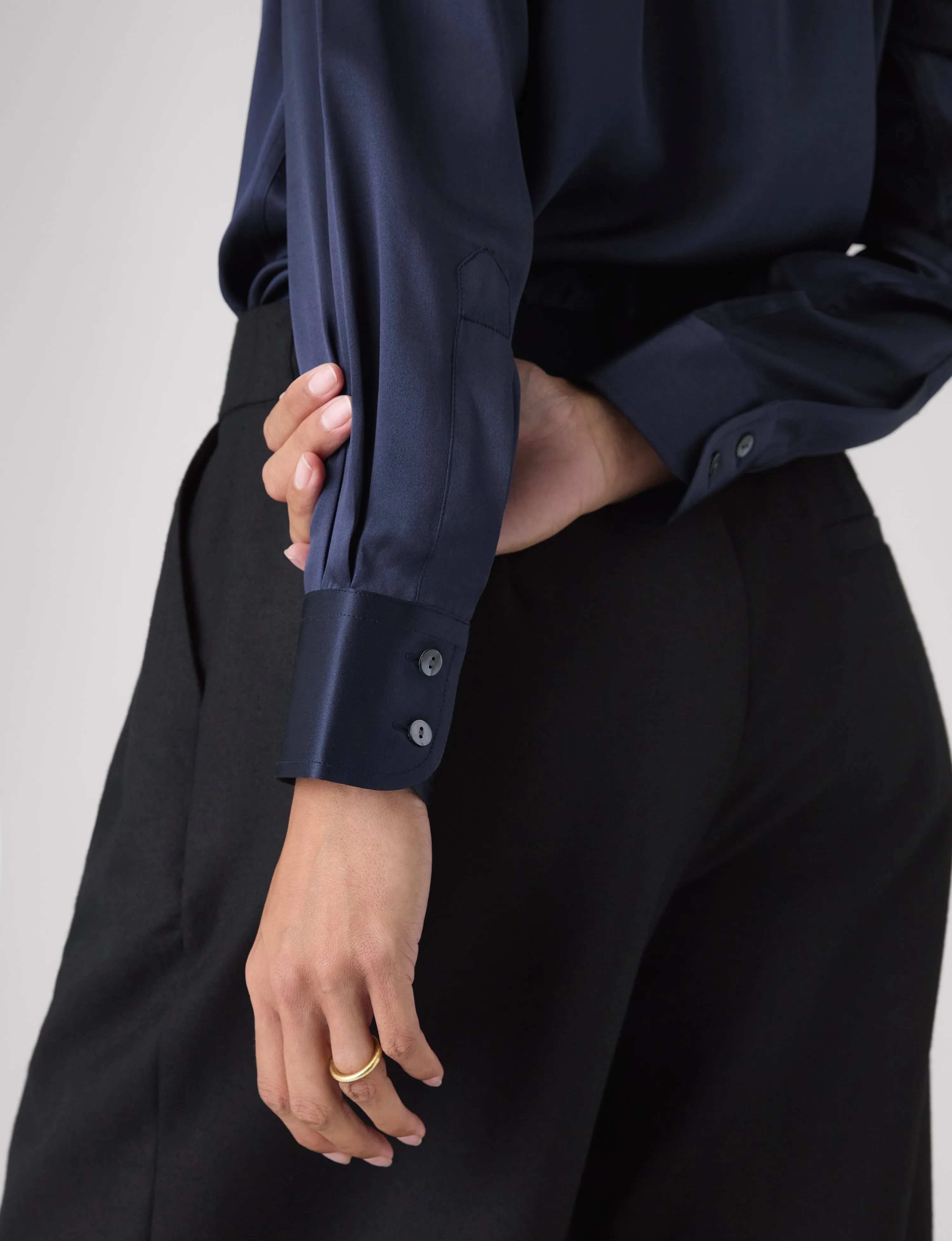 The Boyfriend: Silk Satin, Navy sold by With Nothing Underneath product image thumbnail 4