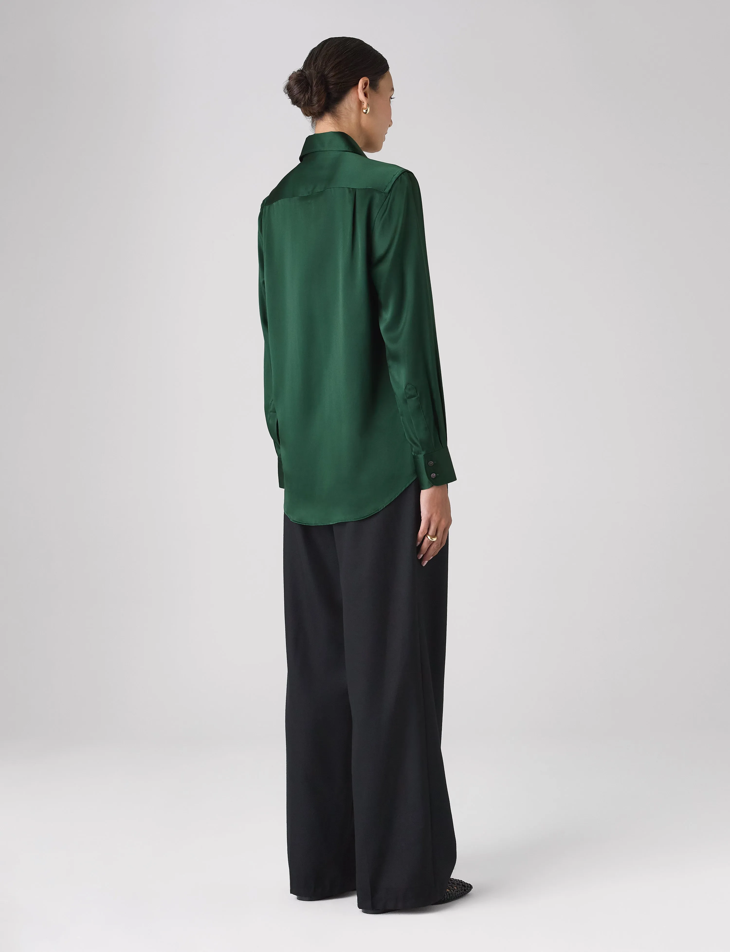 The Boyfriend: Silk Satin, Emerald Green sold by With Nothing Underneath product image thumbnail 5