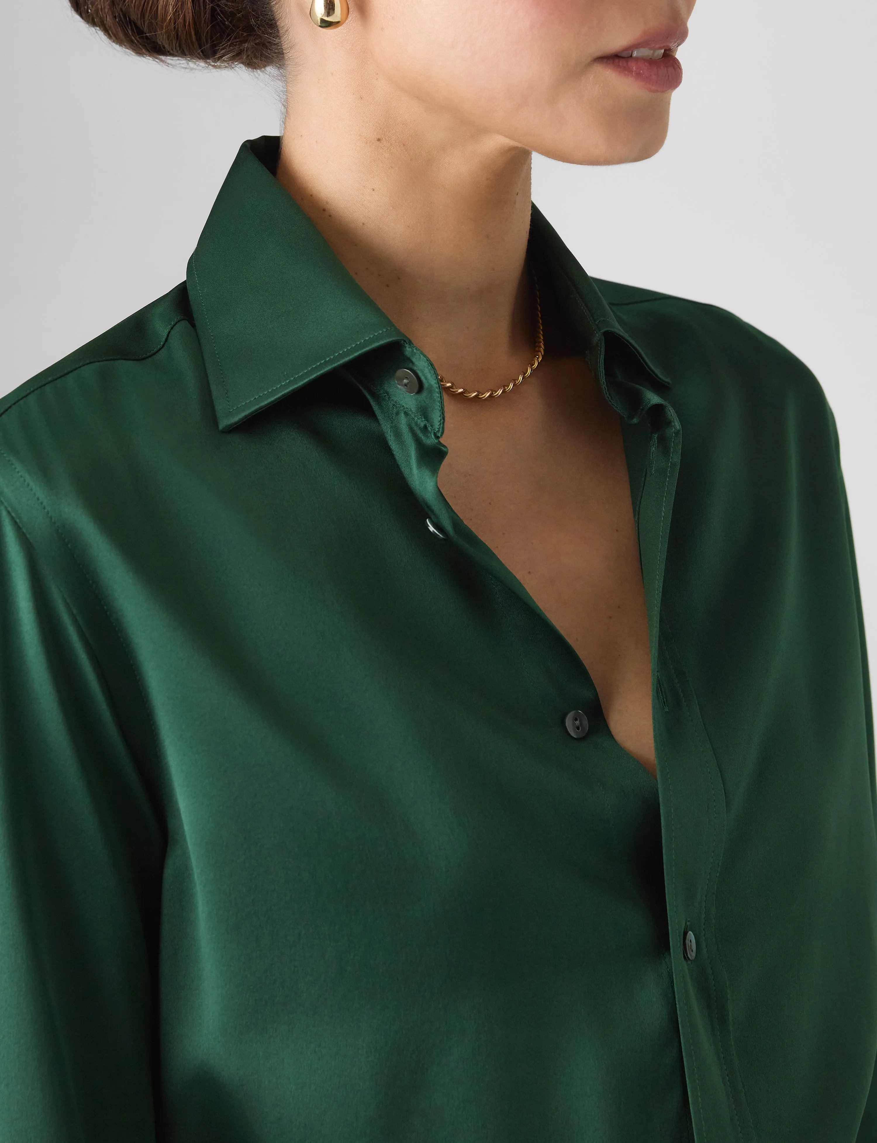 The Boyfriend: Silk Satin, Emerald Green sold by With Nothing Underneath product image thumbnail 4