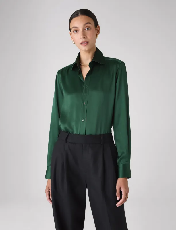The Boyfriend: Silk Satin, Emerald Green sold by With Nothing Underneath