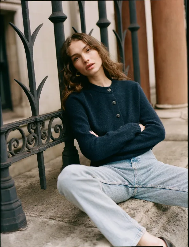 Jura Cardigan: Yak Wool, Navy Blue sold by With Nothing Underneath