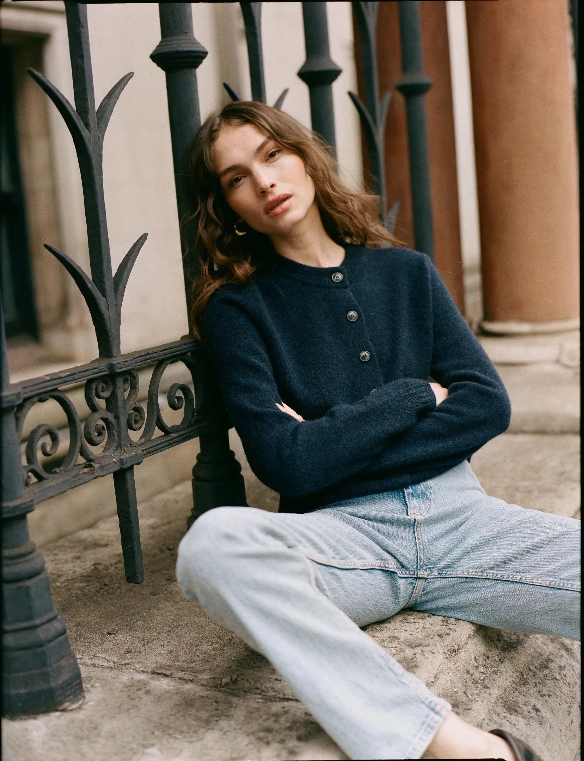 Jura Cardigan: Yak Wool, Navy Blue sold by With Nothing Underneath