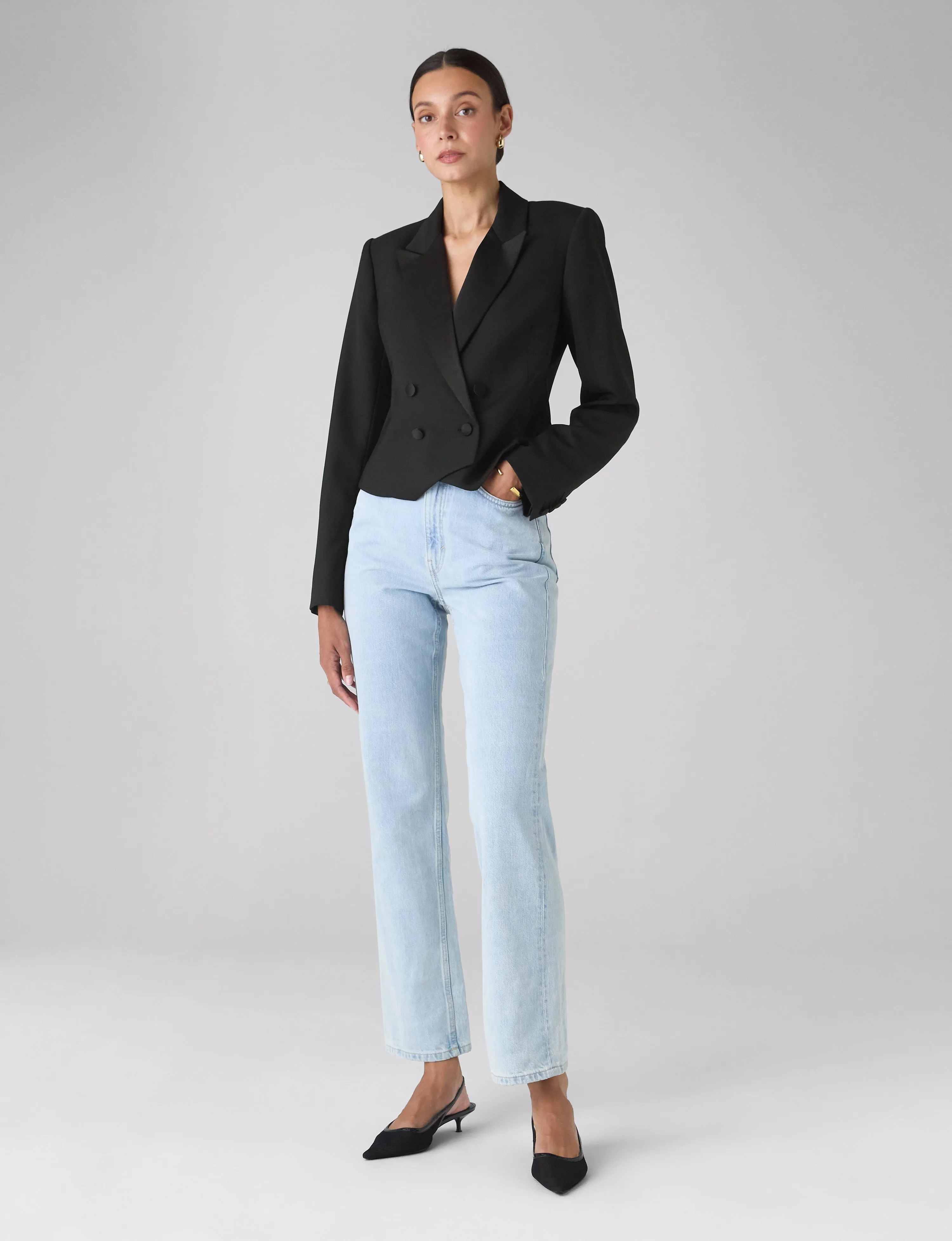 Belgravia Cropped Tuxedo: Wool, Black sold by With Nothing Underneath product image thumbnail 4