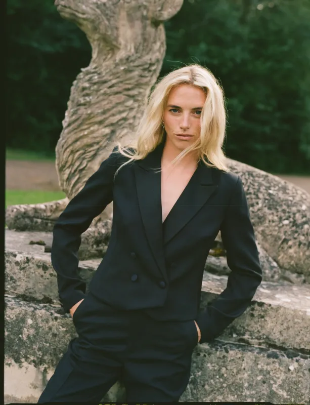Belgravia Cropped Tuxedo: Wool, Black made by With Nothing Underneath