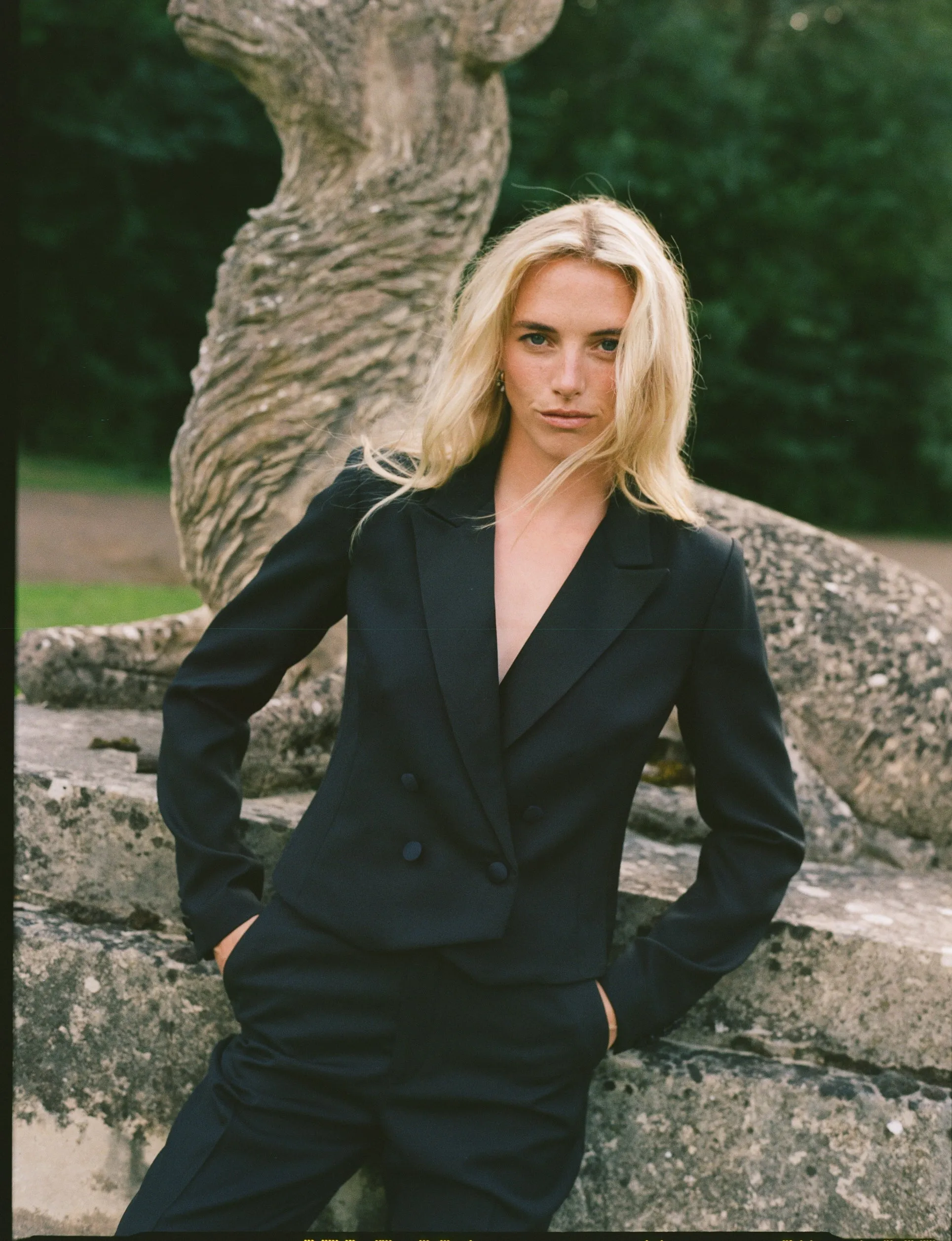 Belgravia Cropped Tuxedo: Wool, Black sold by With Nothing Underneath