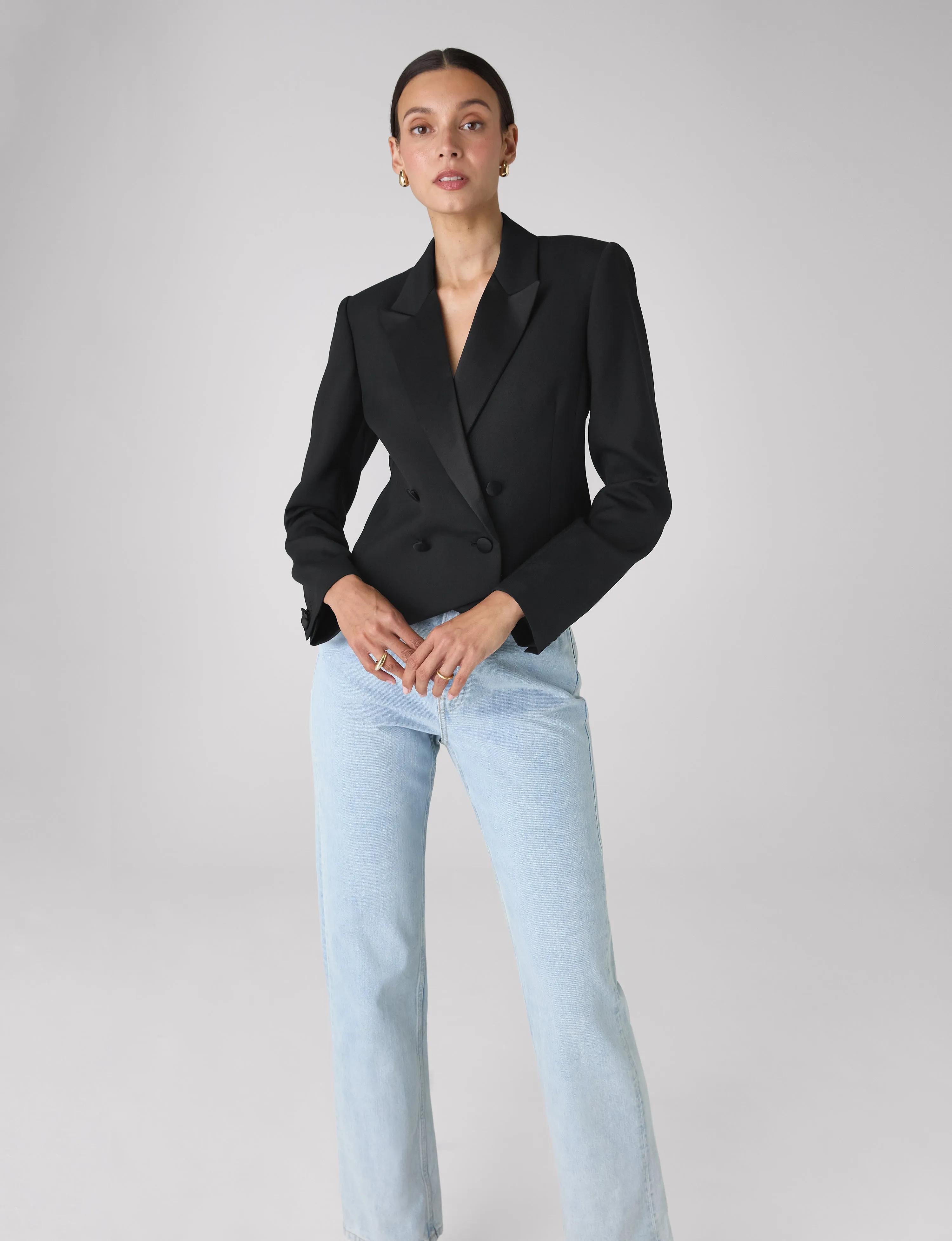 Belgravia Cropped Tuxedo: Wool, Black sold by With Nothing Underneath product image thumbnail 2