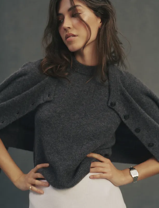 Jura Cardigan: Yak Wool, Dark Grey Melange sold by With Nothing Underneath