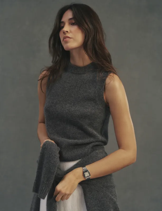 Skye Vest: Yak Wool, Dark Grey Melange sold by With Nothing Underneath