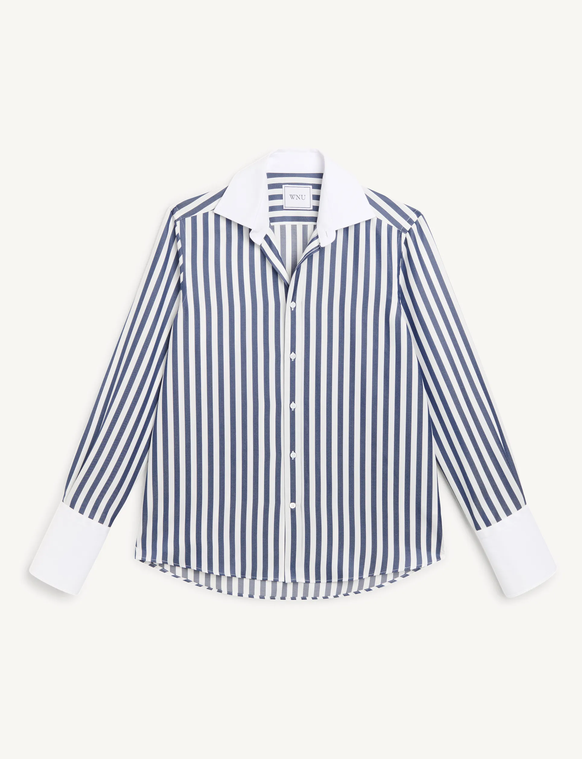 The Boyfriend Contrast Exaggerated Cuff: TENCEL™ Lyocell, Navy Blue Stripe sold by With Nothing Underneath product image thumbnail 2