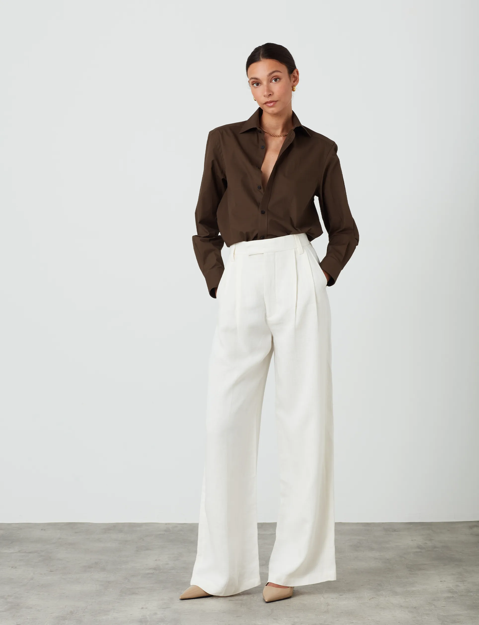 The Boyfriend: Fine Poplin, Chocolate sold by With Nothing Underneath product image thumbnail 4