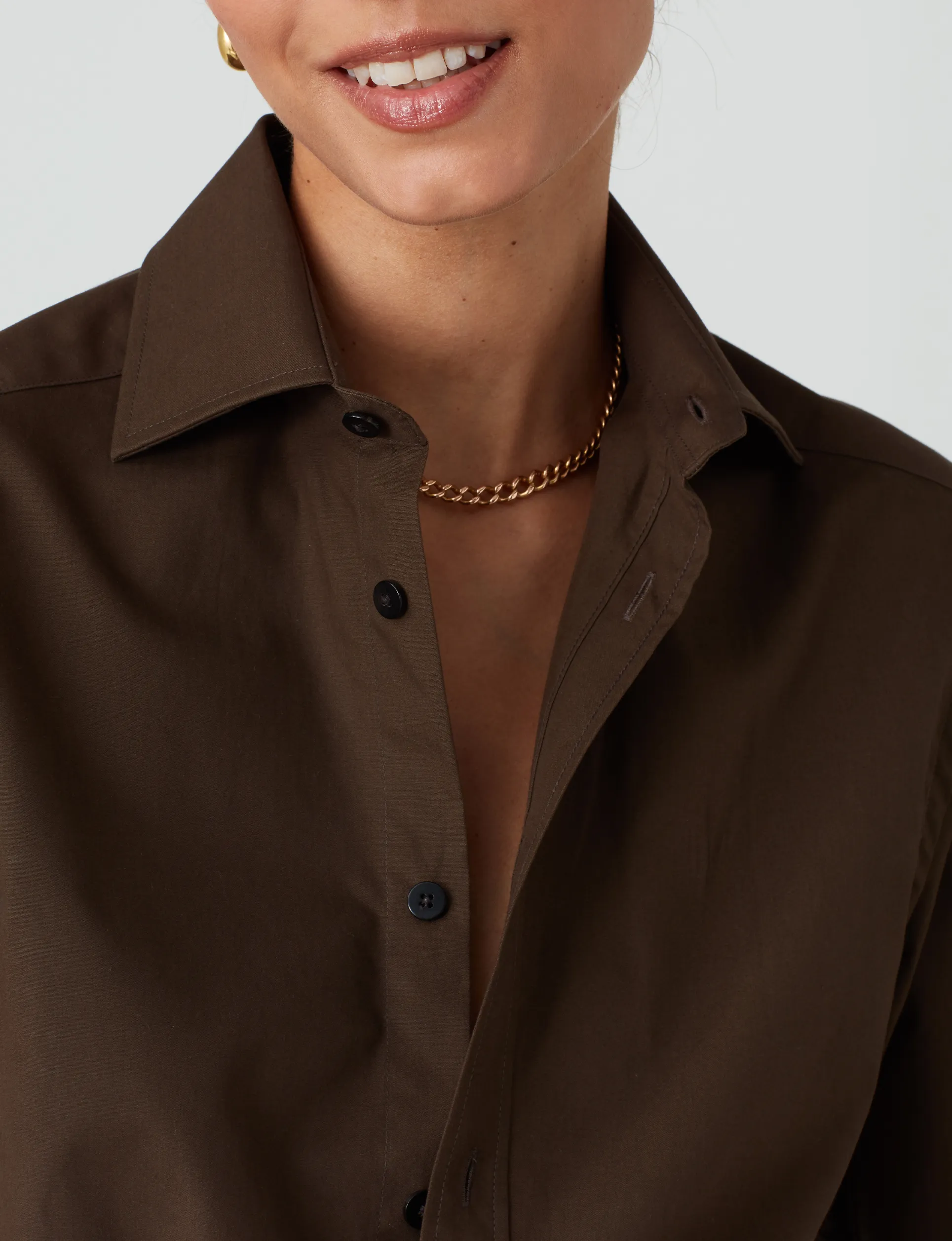 The Boyfriend: Fine Poplin, Chocolate sold by With Nothing Underneath product image thumbnail 5