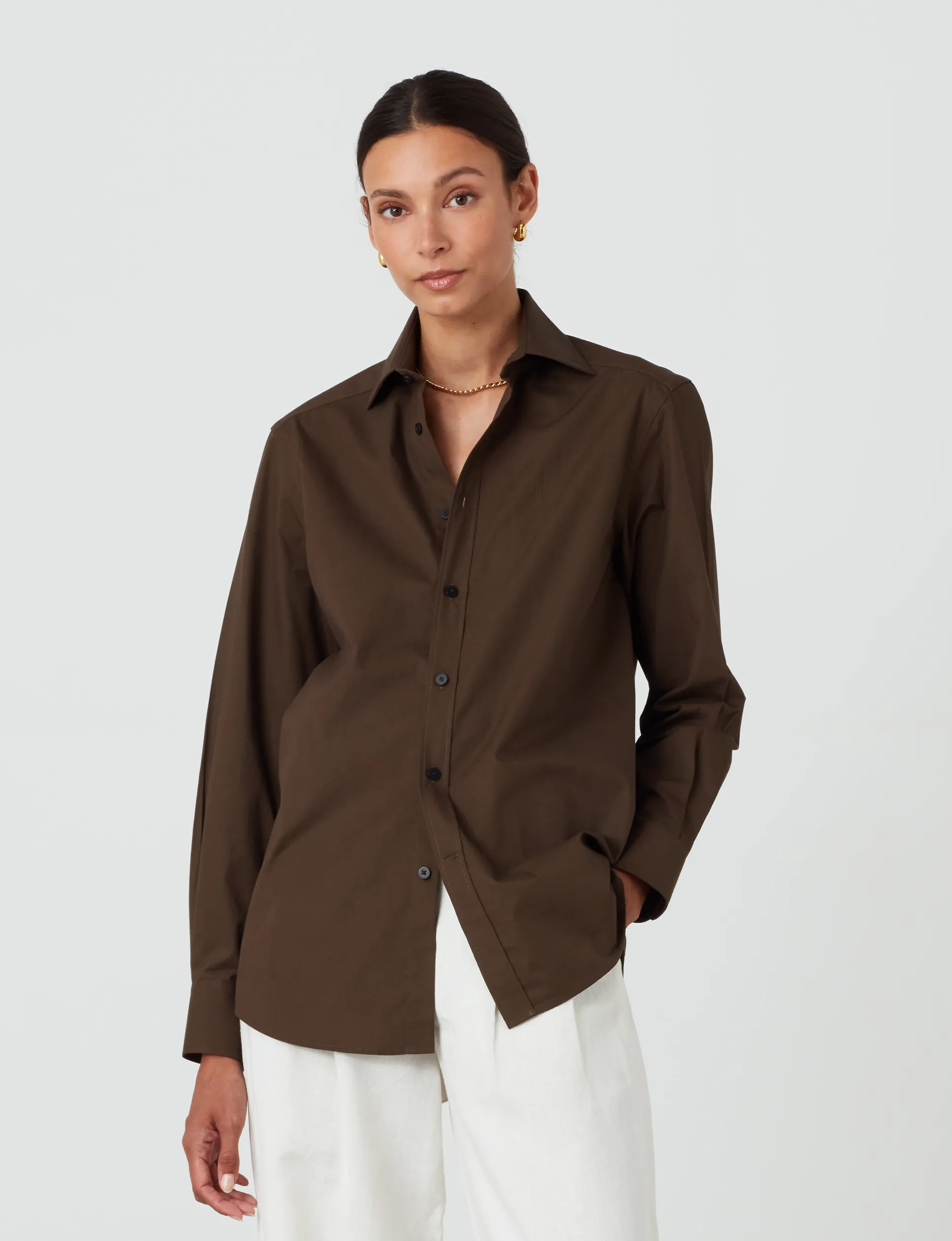 The Boyfriend: Fine Poplin, Chocolate sold by With Nothing Underneath product image thumbnail 2