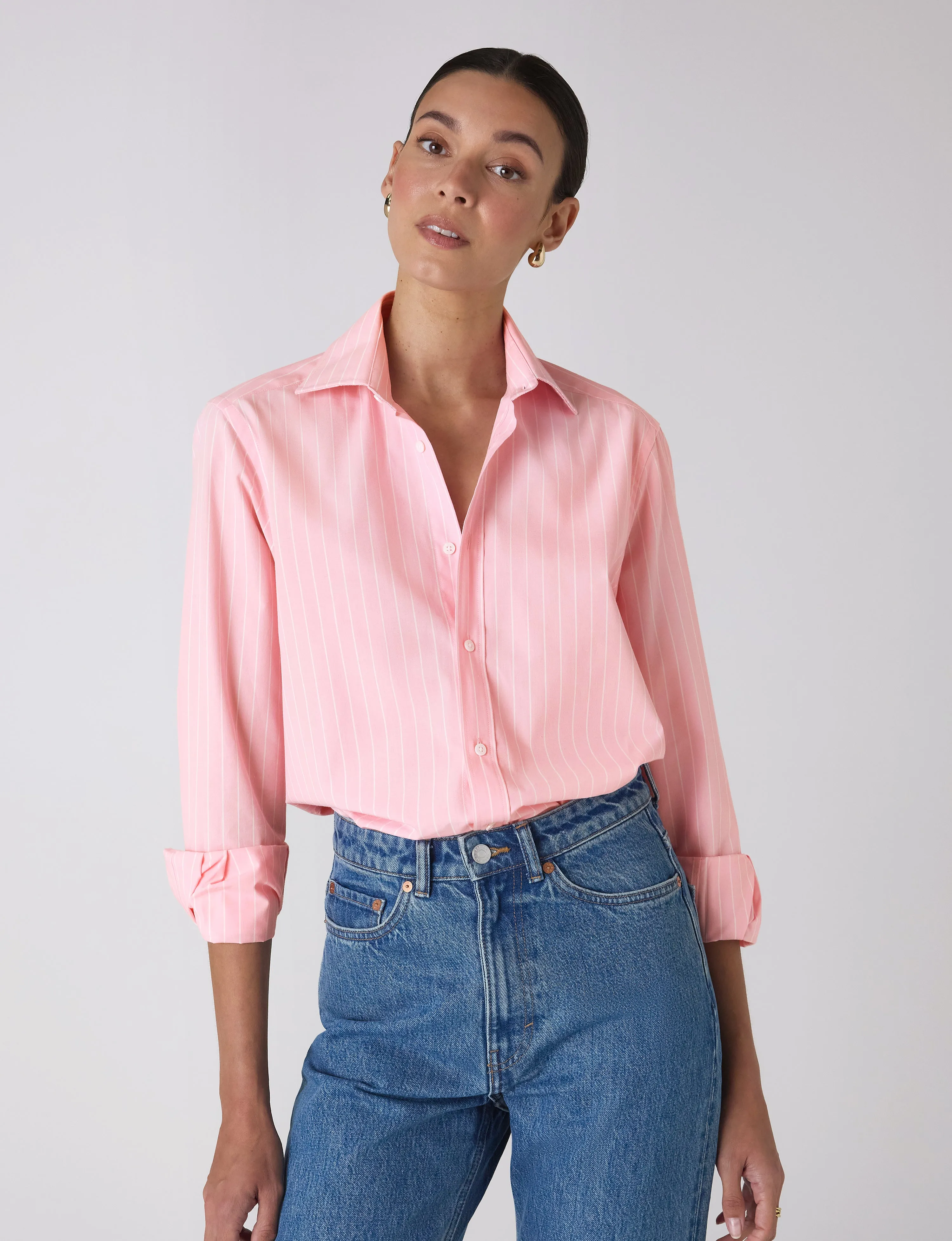 The Boyfriend: Fine Poplin, Light Pink Stripe sold by With Nothing Underneath product image thumbnail 2