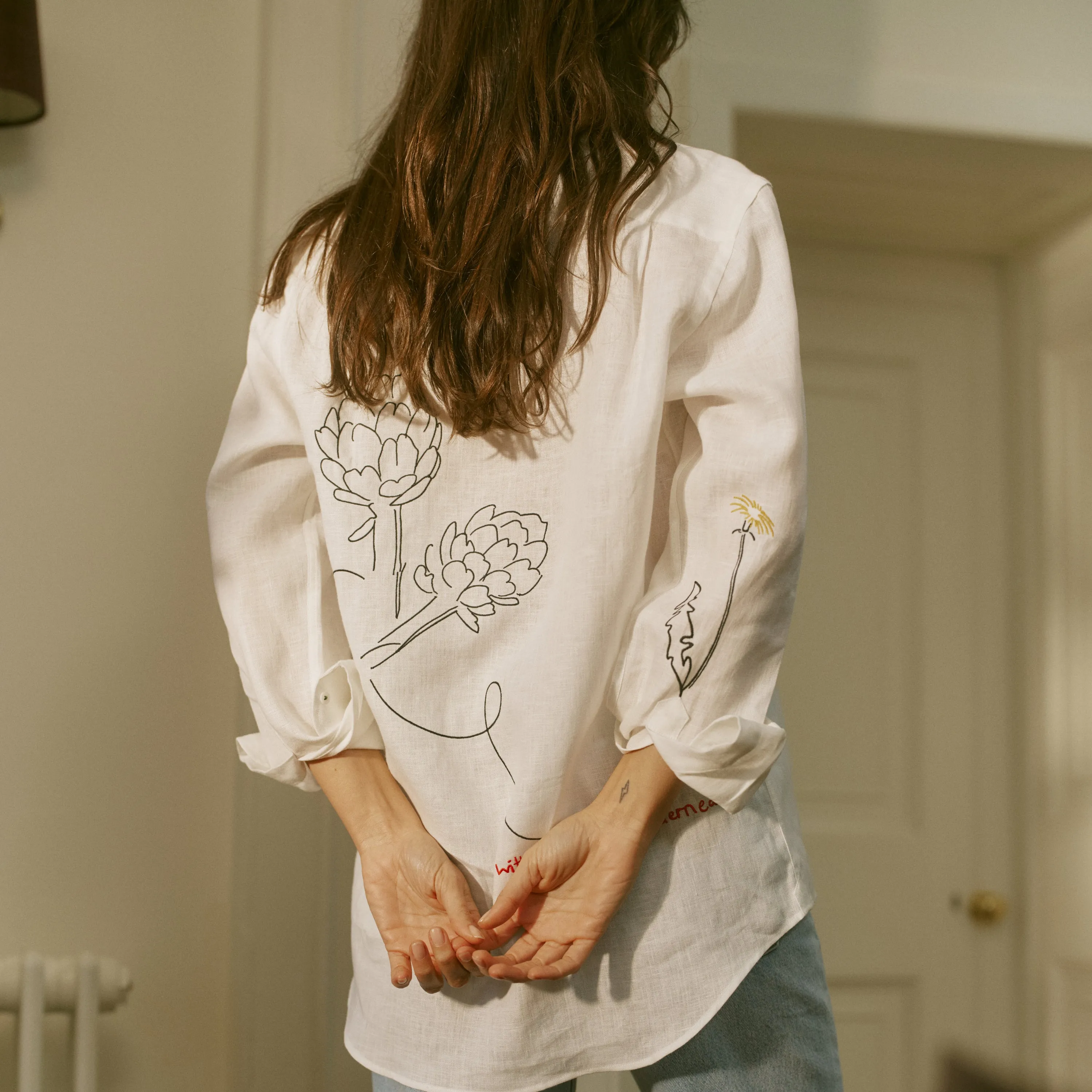 The Boyfriend: Linen, Artichoke Embroidery sold by With Nothing Underneath product image thumbnail 2