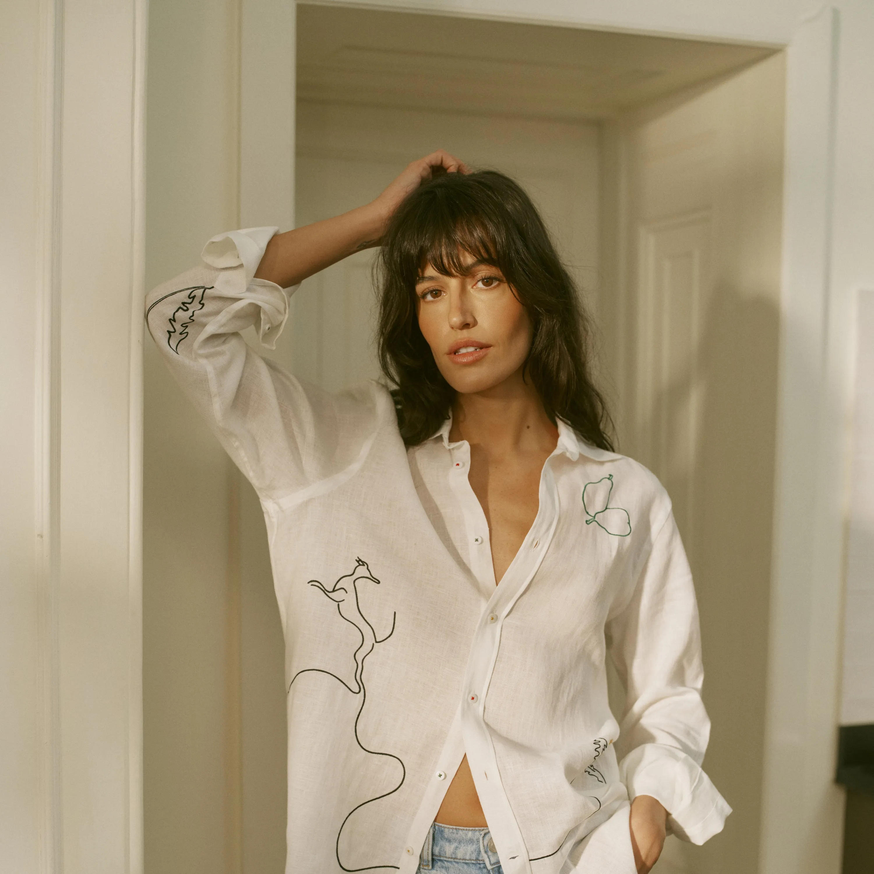 The Boyfriend: Linen, Artichoke Embroidery sold by With Nothing Underneath