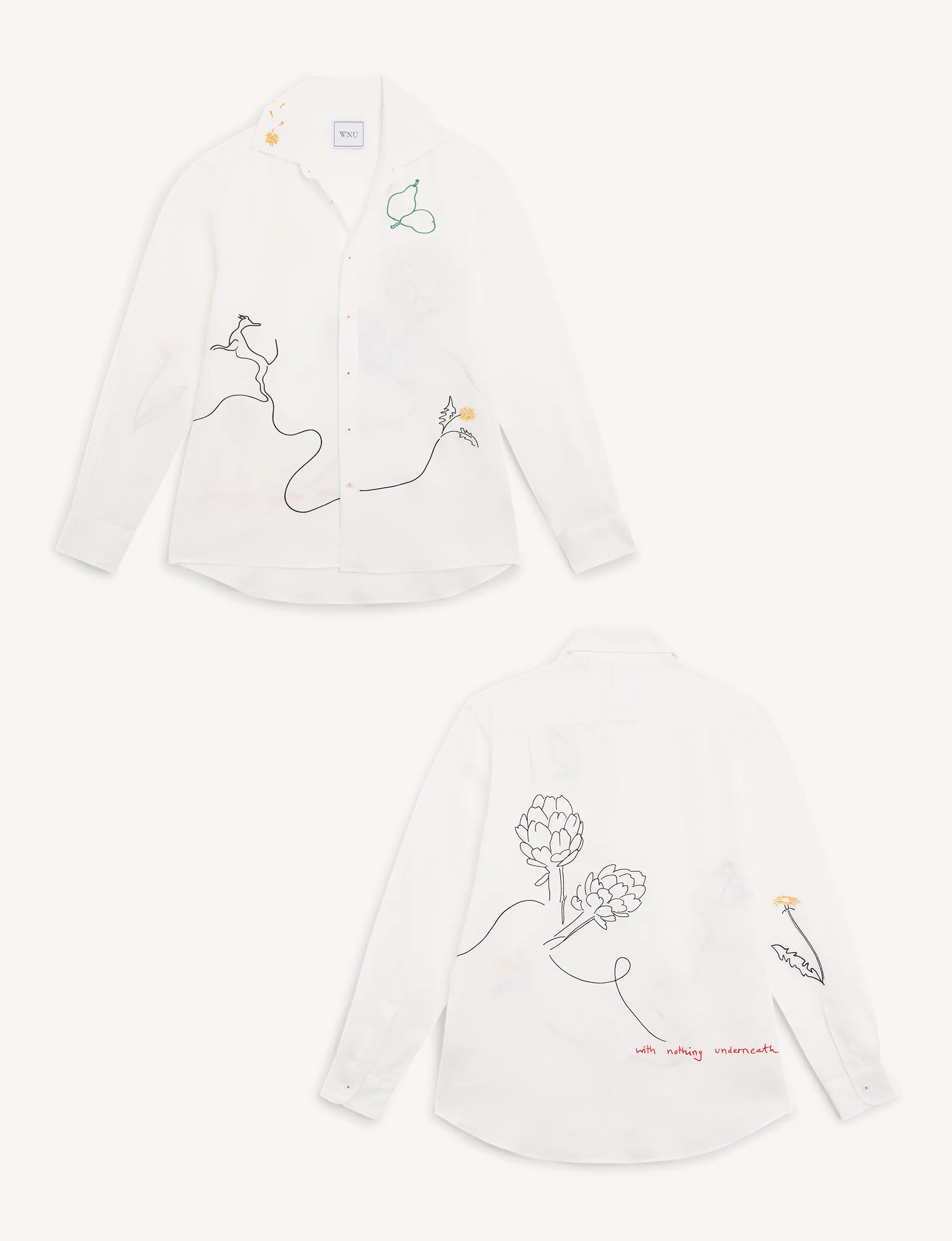 The Boyfriend: Linen, Artichoke Embroidery sold by With Nothing Underneath product image thumbnail 3