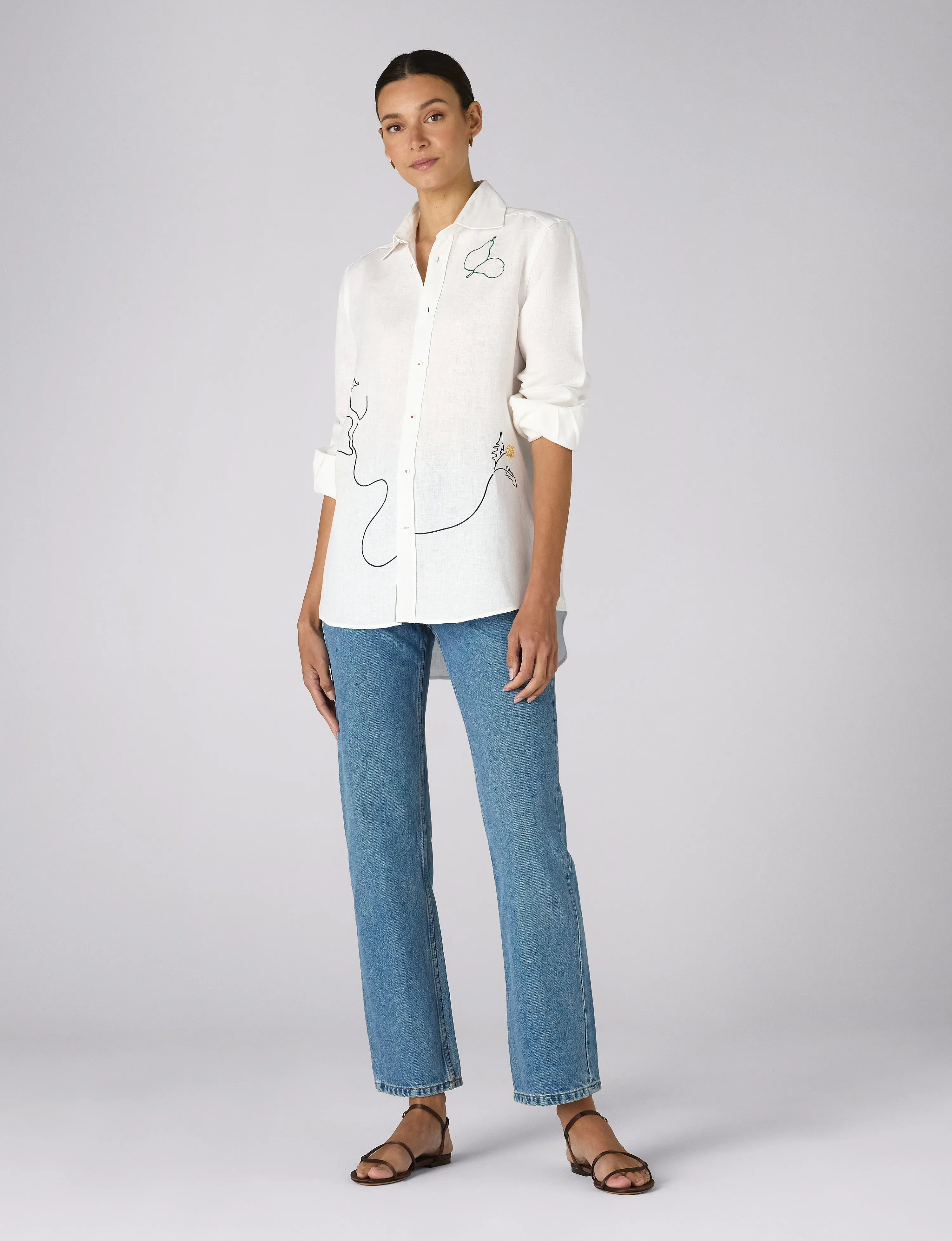 The Boyfriend: Linen, Artichoke Embroidery sold by With Nothing Underneath product image thumbnail 4