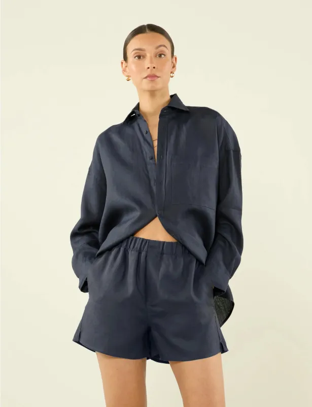 The Set: Hemp Navy Shirt & Boxer made by With Nothing Underneath