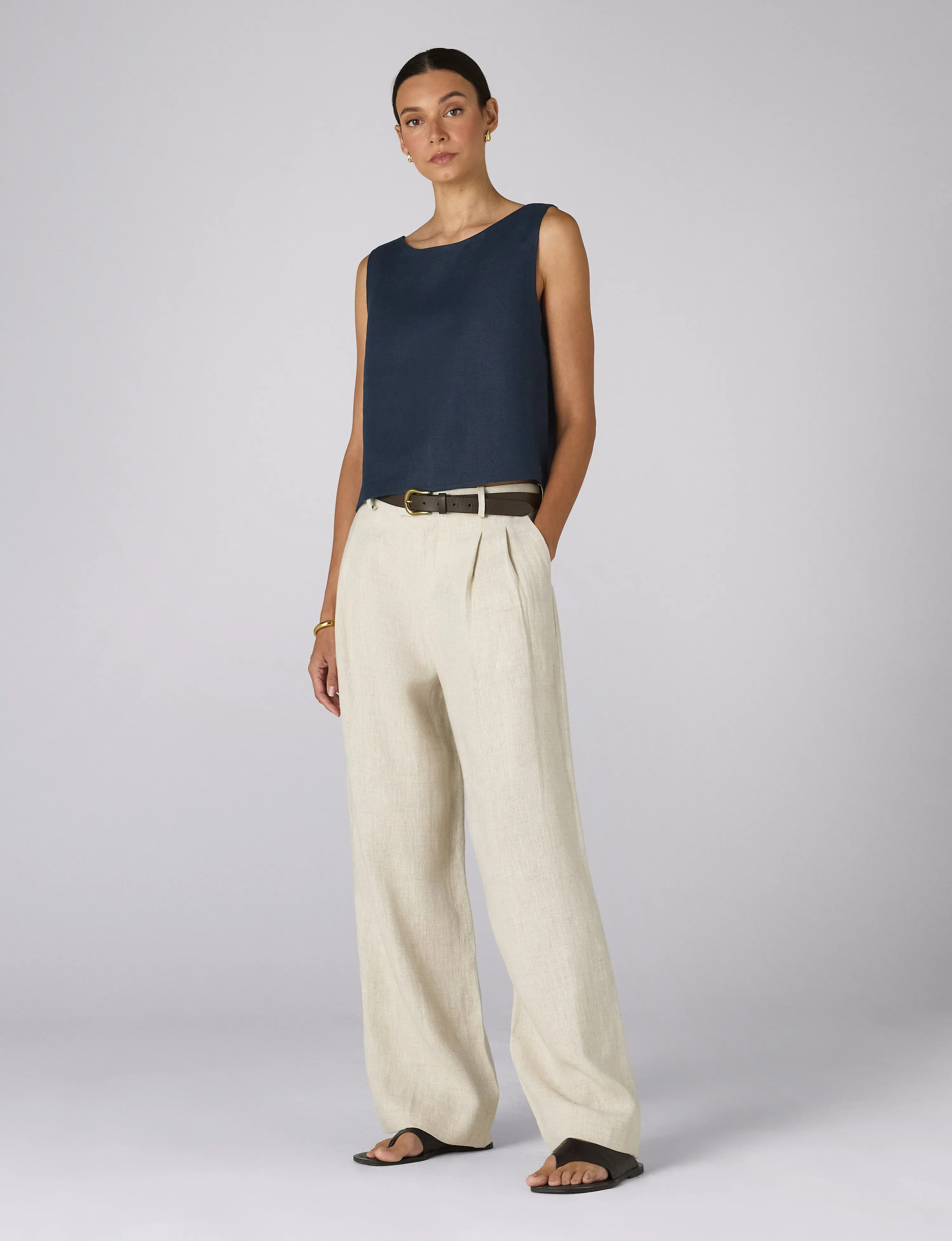 Jackie Top: Linen, Navy Blue sold by With Nothing Underneath product image thumbnail 4