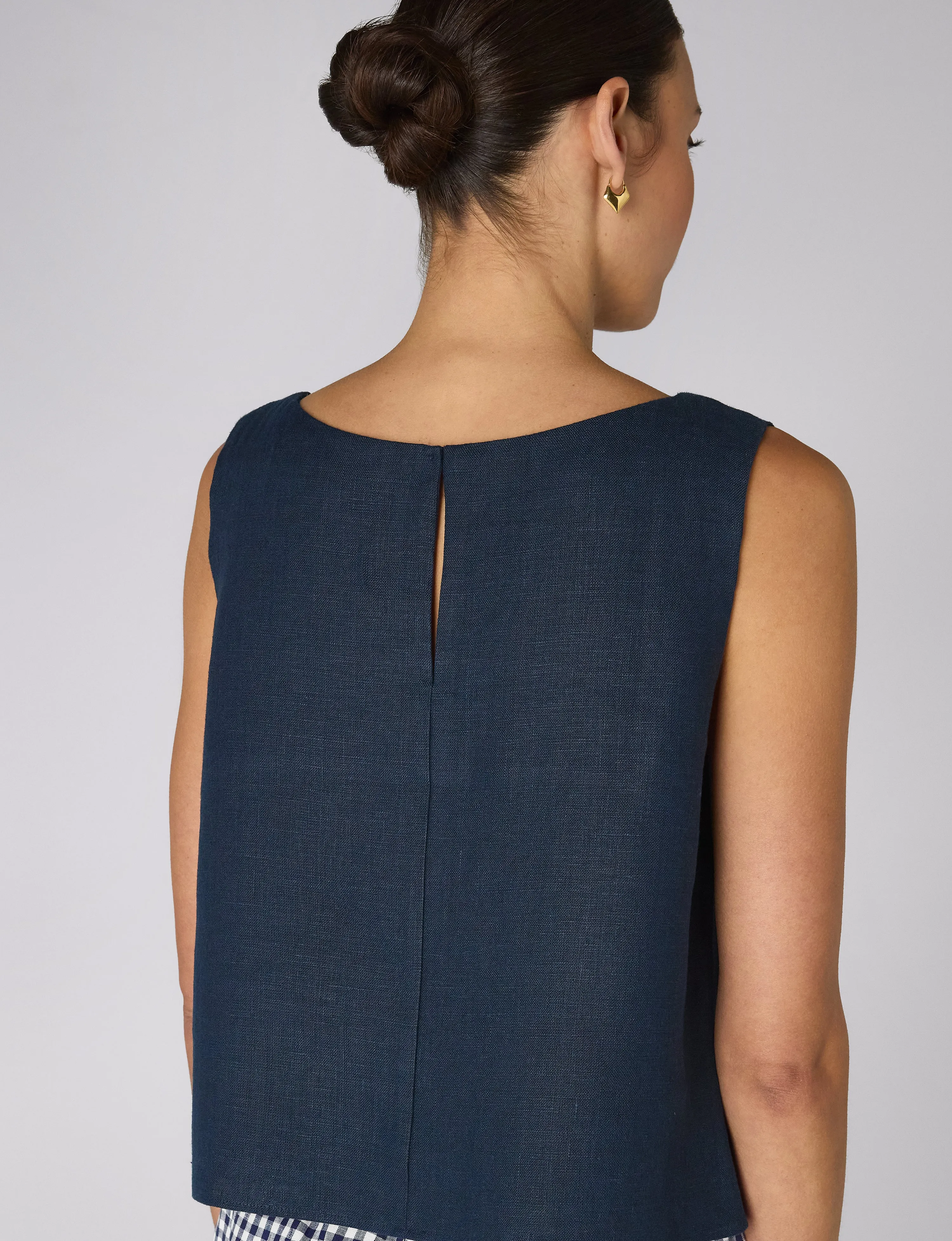 Jackie Top: Linen, Navy Blue sold by With Nothing Underneath product image thumbnail 5