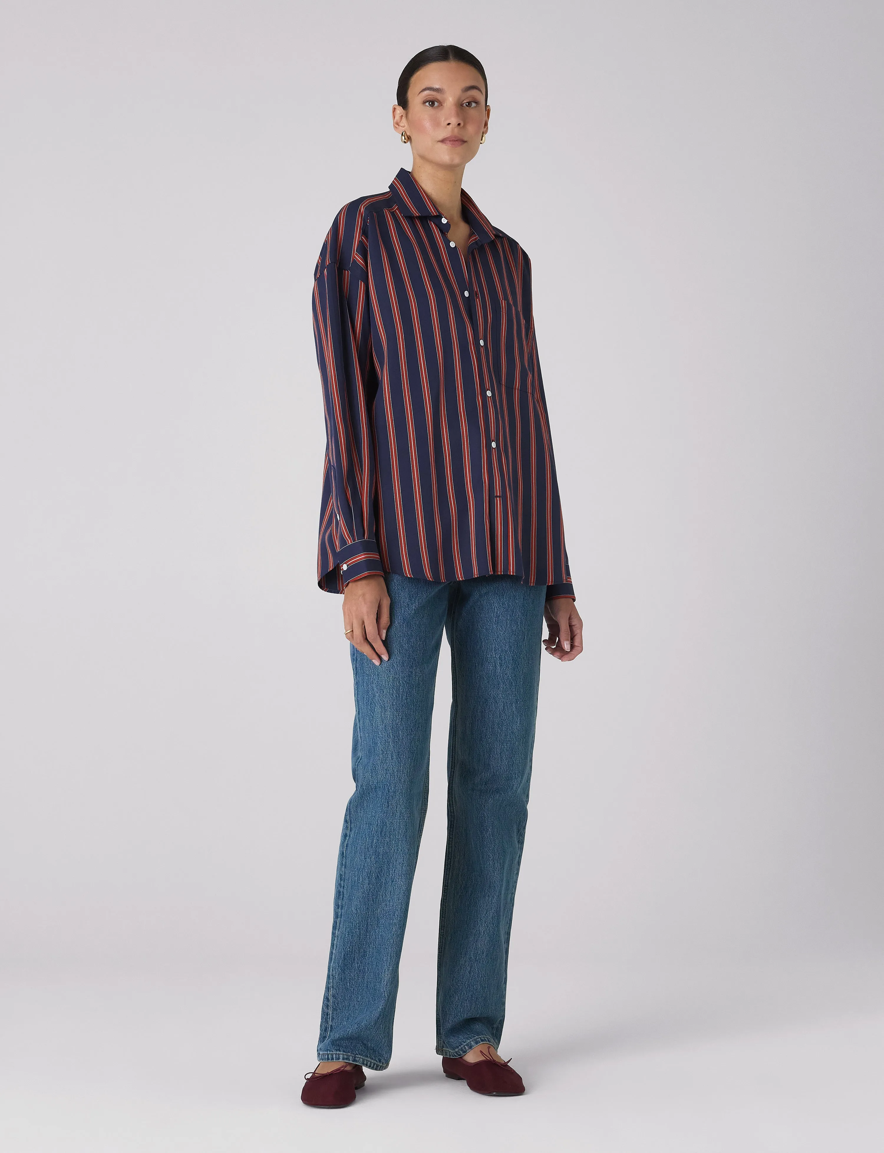 The Weekend: TENCEL™ Lyocell, Navy Blue and Red Stripe sold by With Nothing Underneath product image thumbnail 4