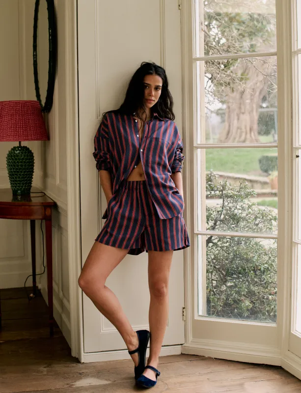 The Weekend: TENCEL™ Lyocell, Navy Blue and Red Stripe made by With Nothing Underneath