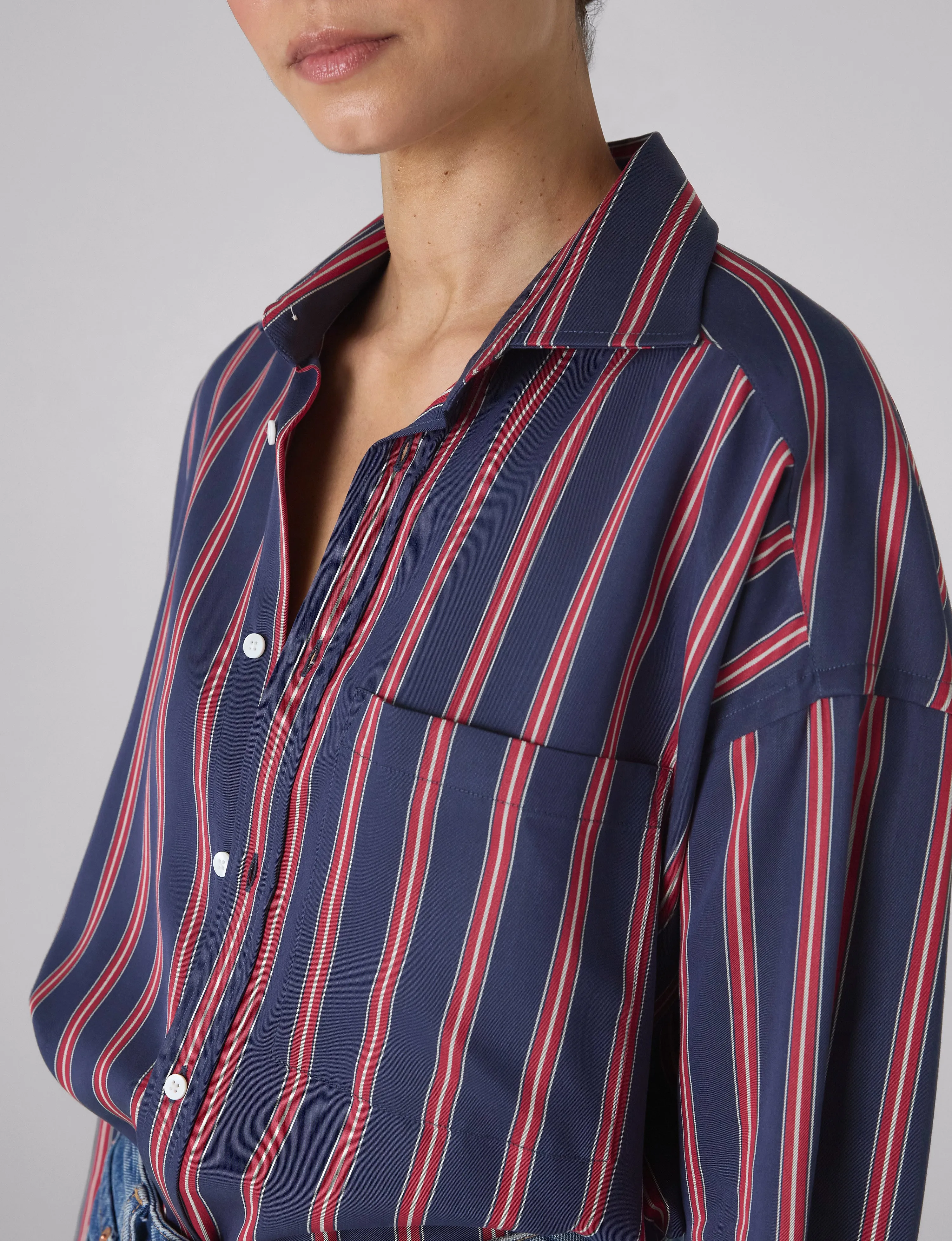 The Weekend: TENCEL™ Lyocell, Navy Blue and Red Stripe sold by With Nothing Underneath product image thumbnail 5