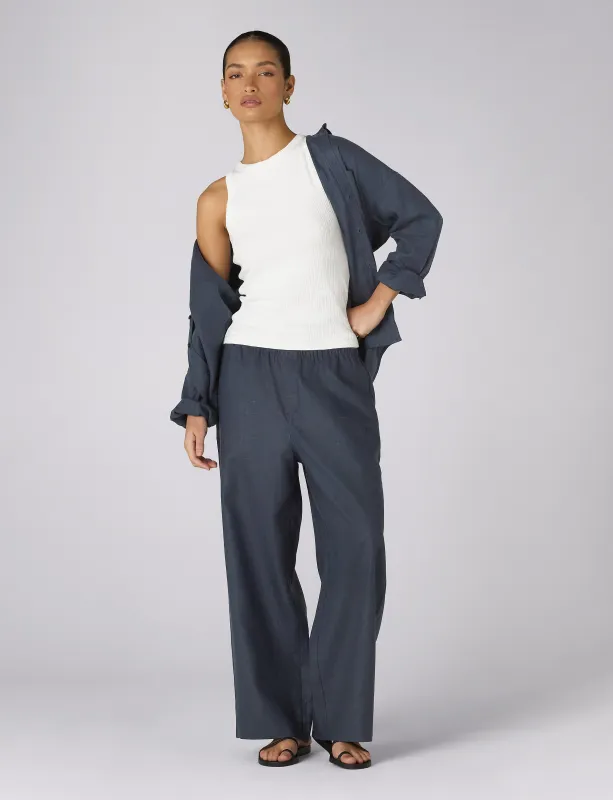 The Set: Hemp Navy Shirt & Trouser made by With Nothing Underneath