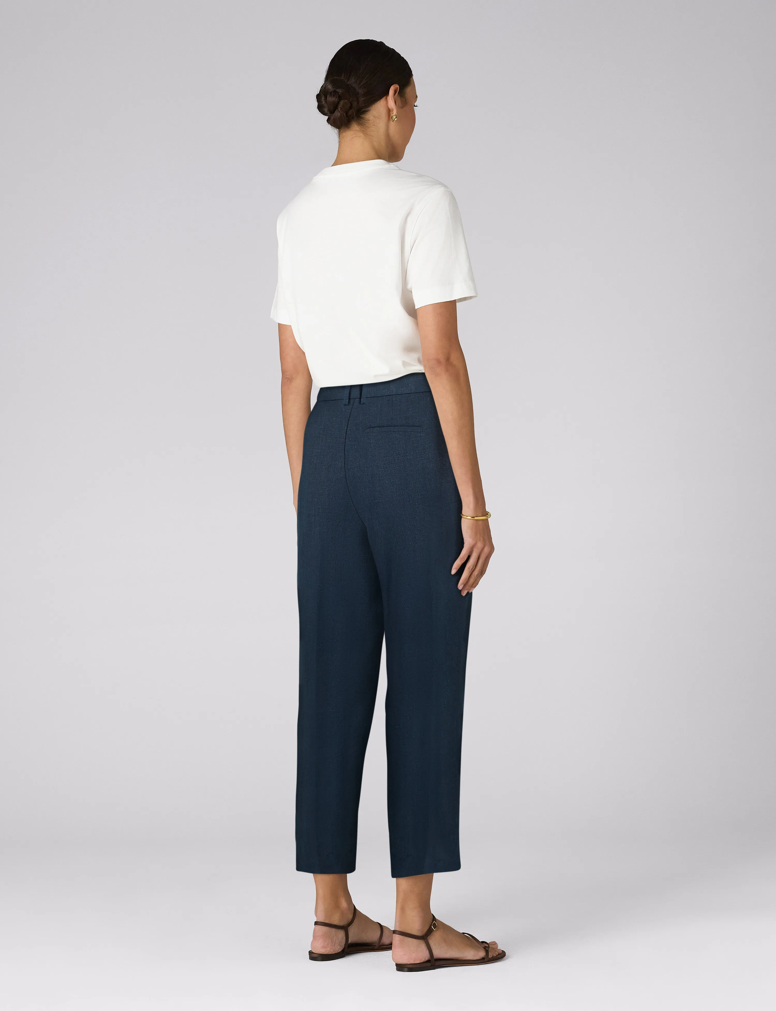 Regent Cigarette Trouser: Linen, Navy sold by With Nothing Underneath product image thumbnail 4