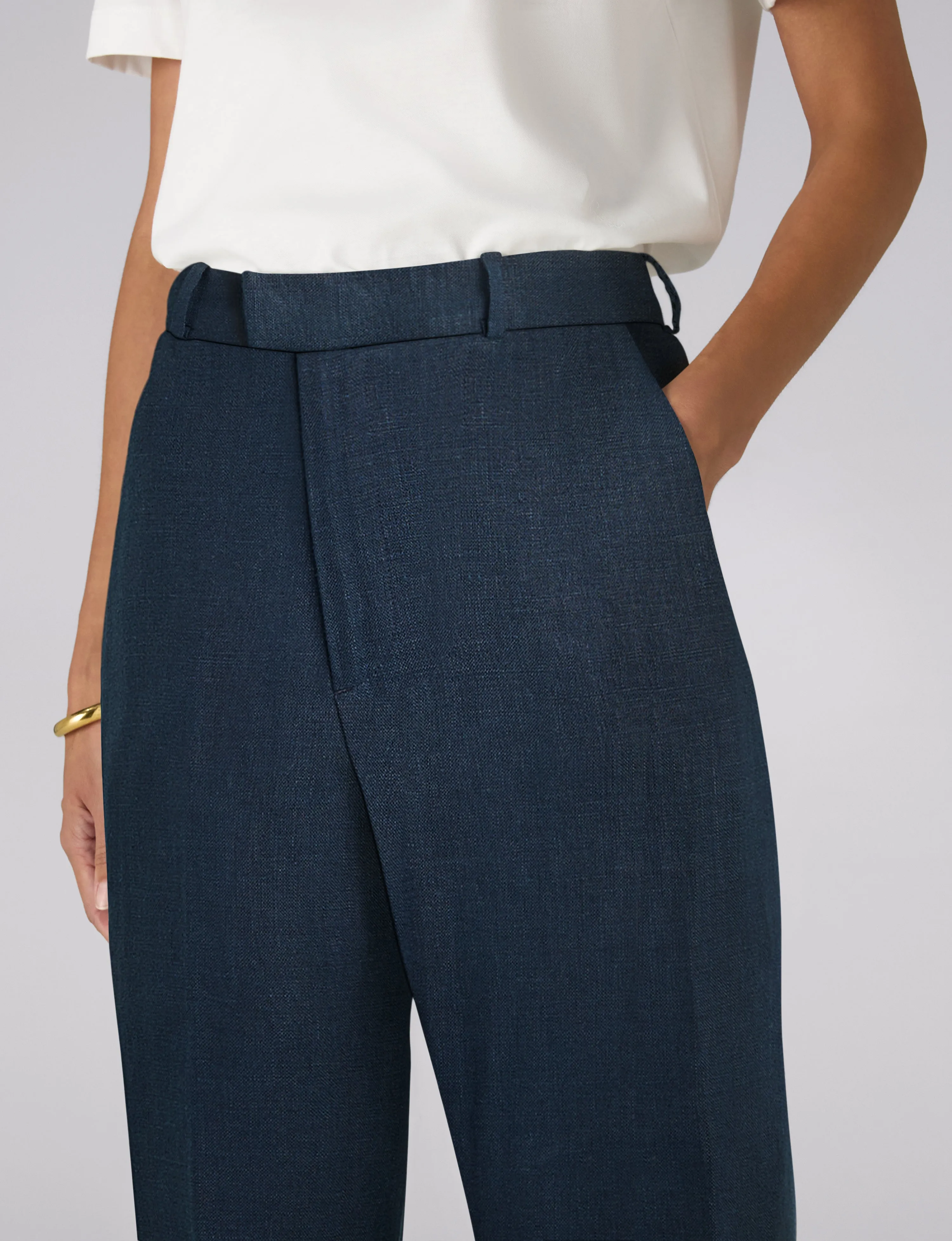 Regent Cigarette Trouser: Linen, Navy sold by With Nothing Underneath product image thumbnail 2