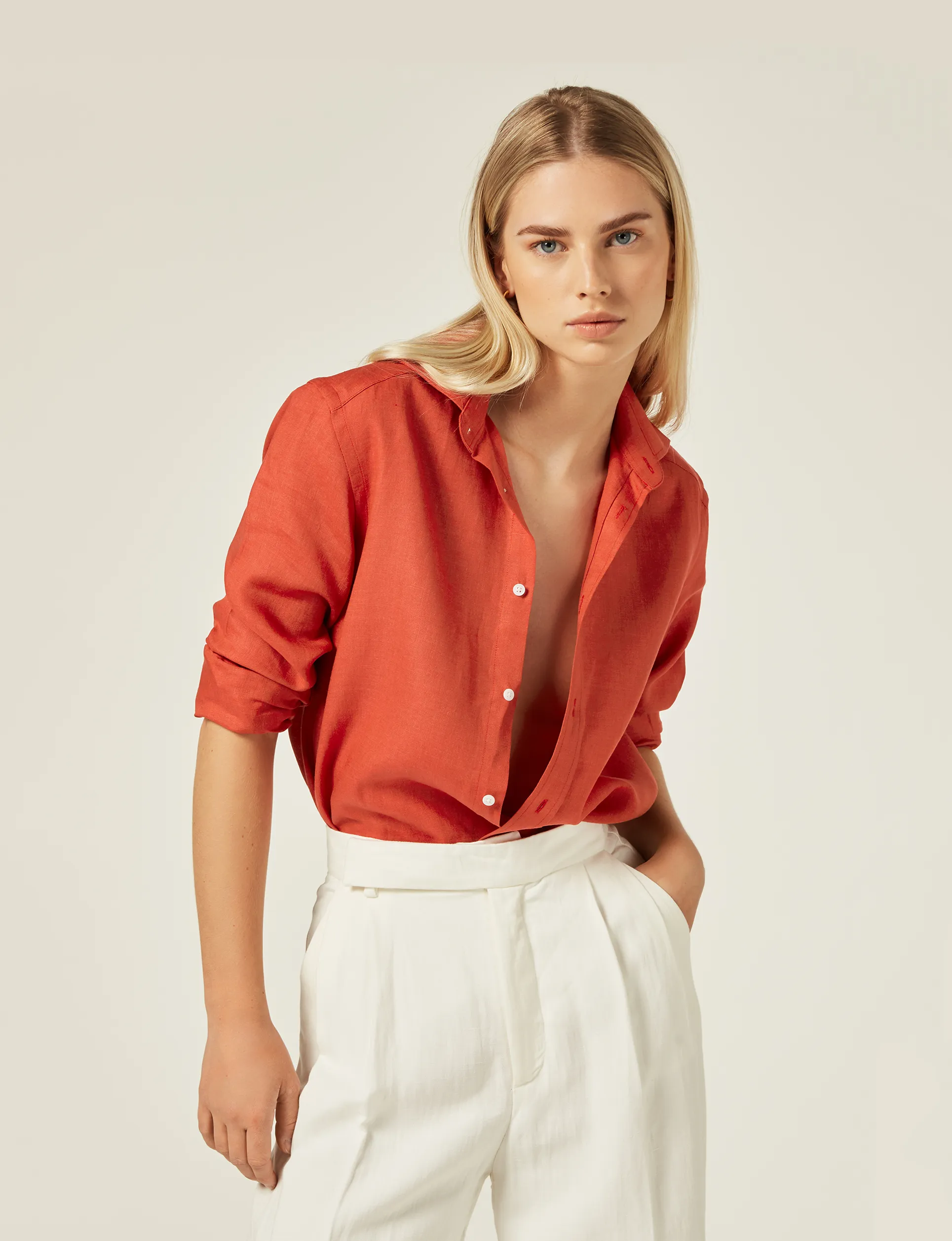 The Boyfriend: Linen, Cardinal Red sold by With Nothing Underneath