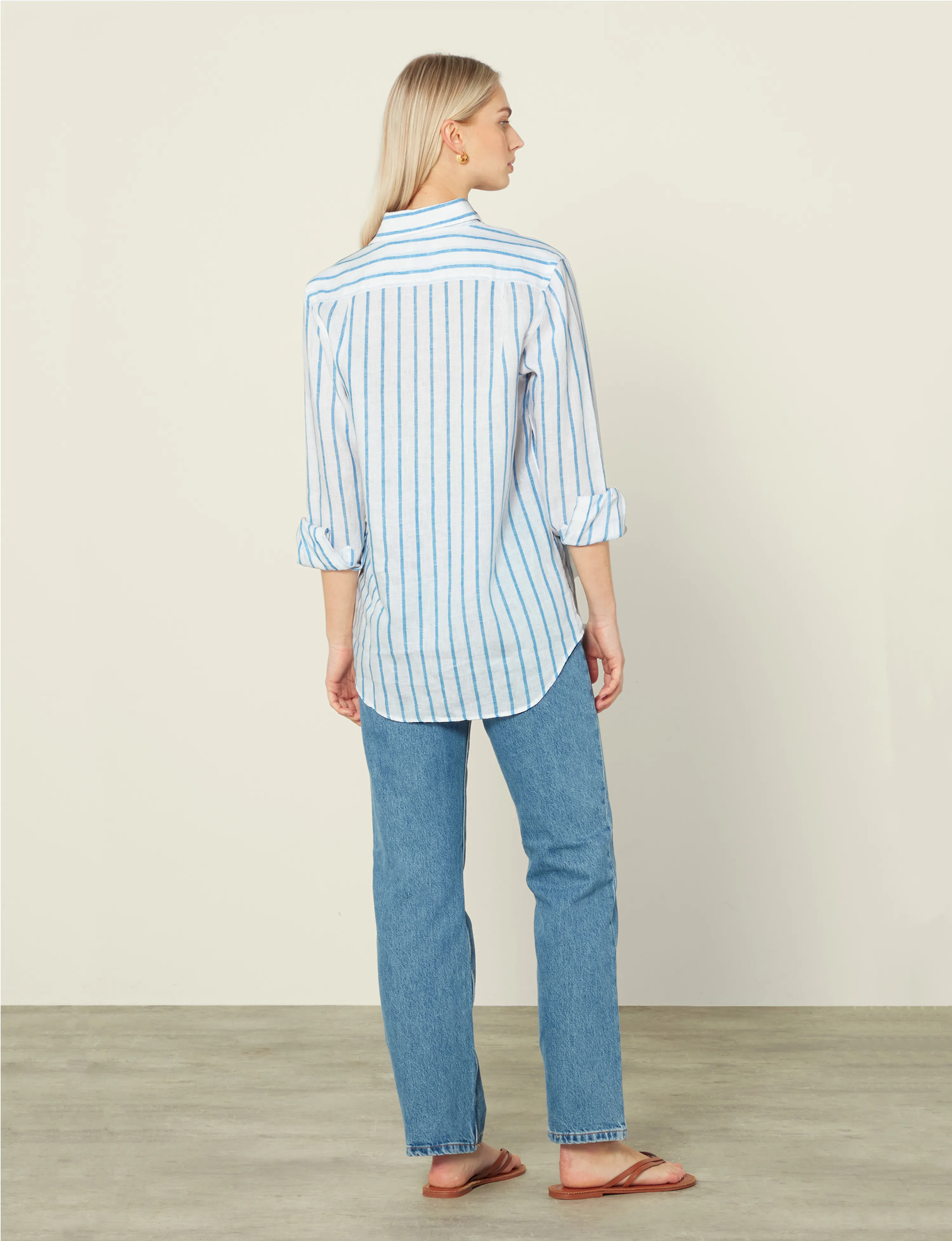 The Boyfriend: Linen, Blue Stripe sold by With Nothing Underneath product image thumbnail 5