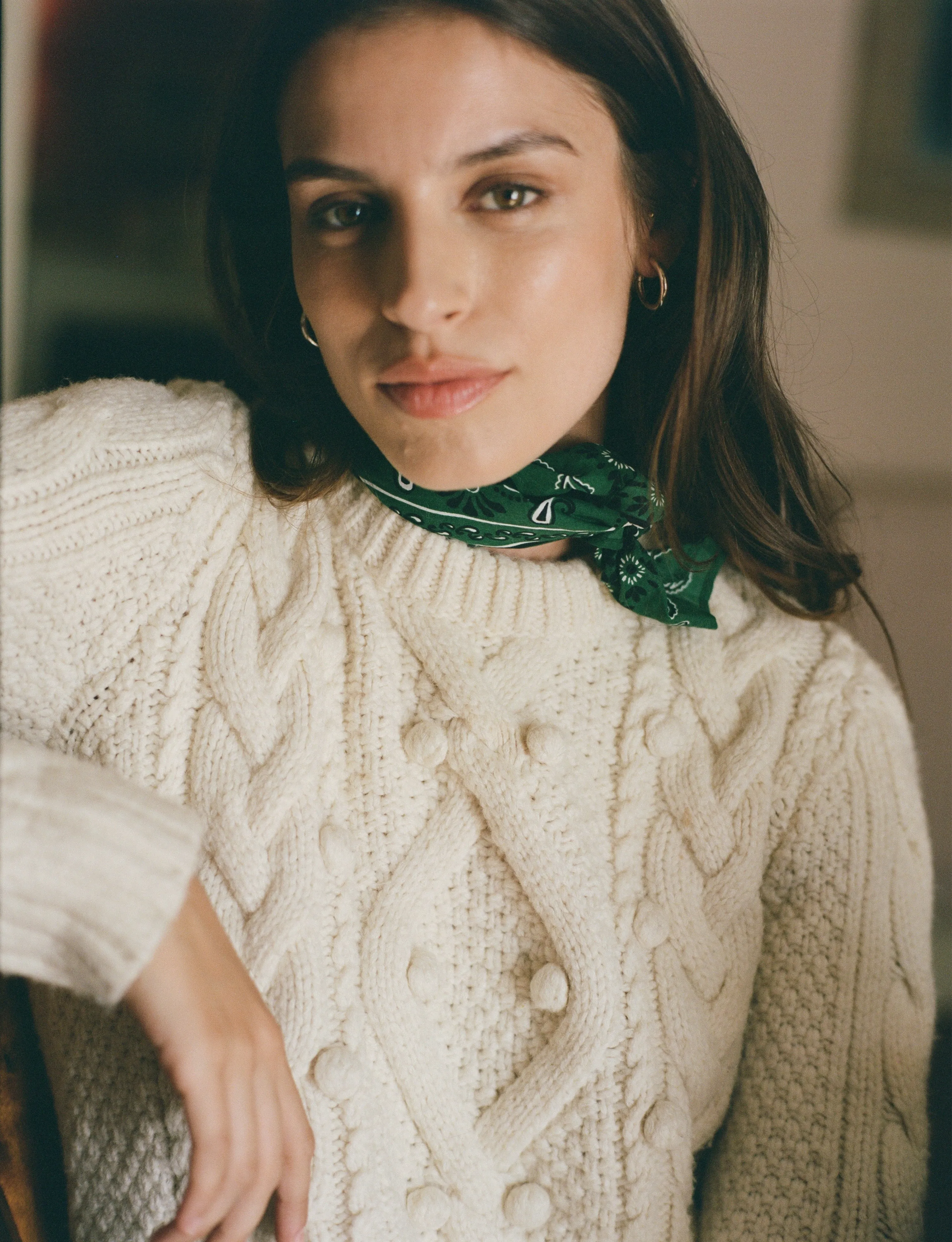 Neckerchief: Cotton, Green Paisley sold by With Nothing Underneath