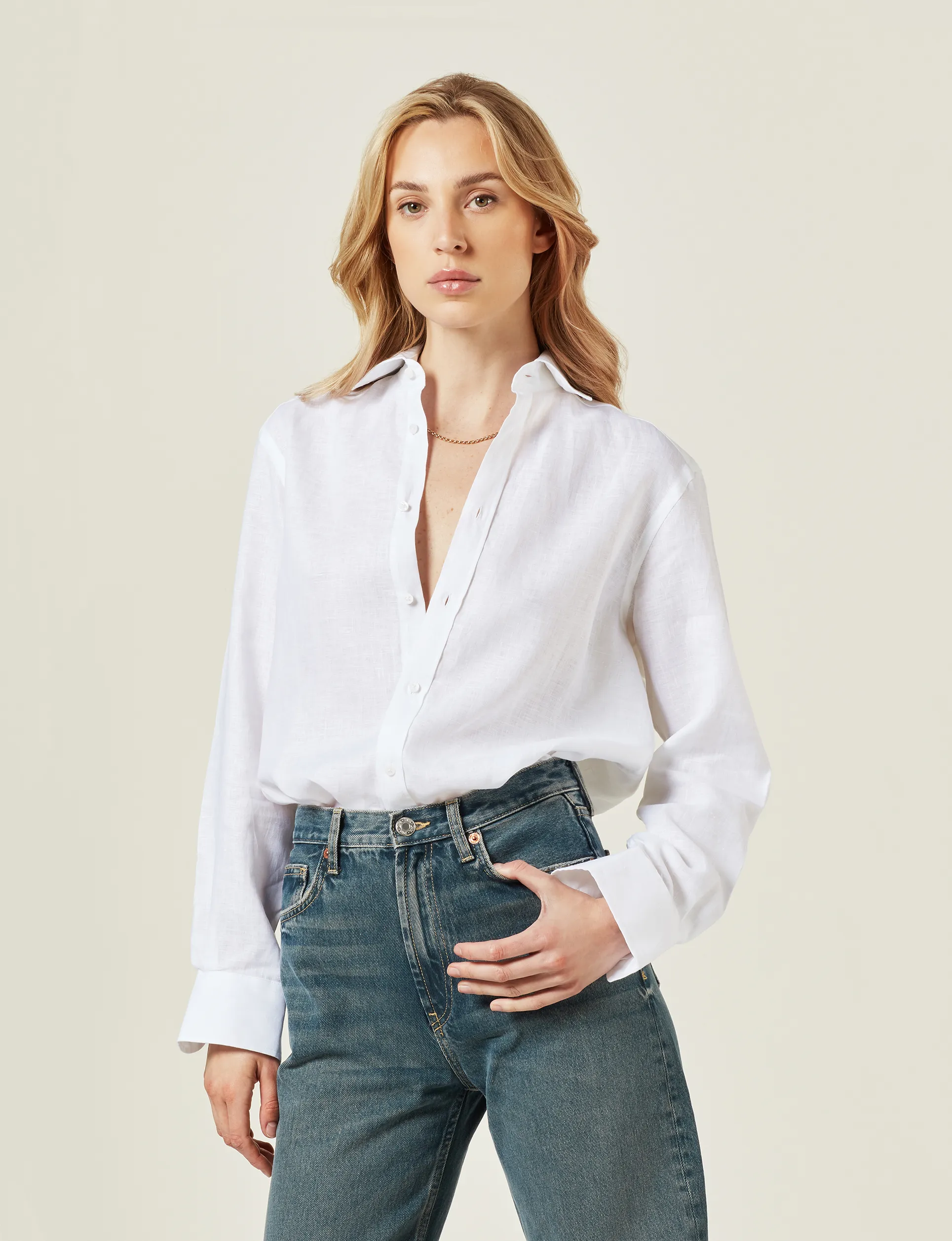 The Boyfriend: Linen, White sold by With Nothing Underneath product image thumbnail 2