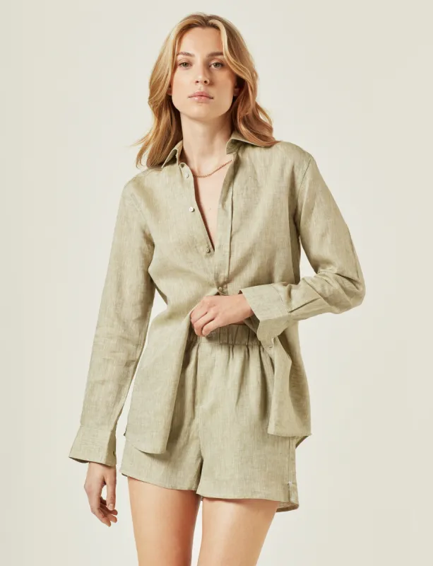 CO-ORD SET: LINEN, SAGE GREEN sold by With Nothing Underneath